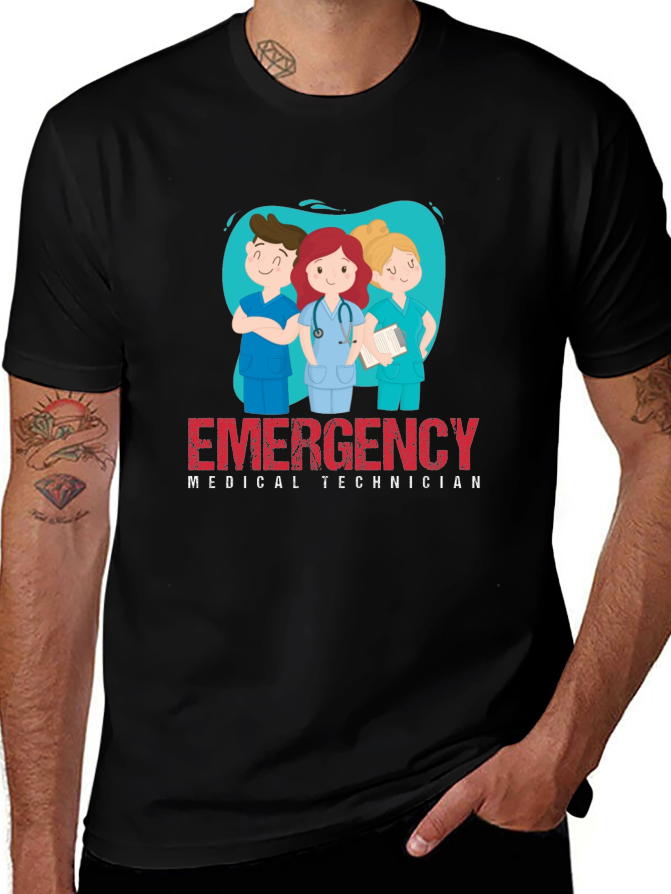 Emergency Medical Technician Cartoon Graphic T-Shirt