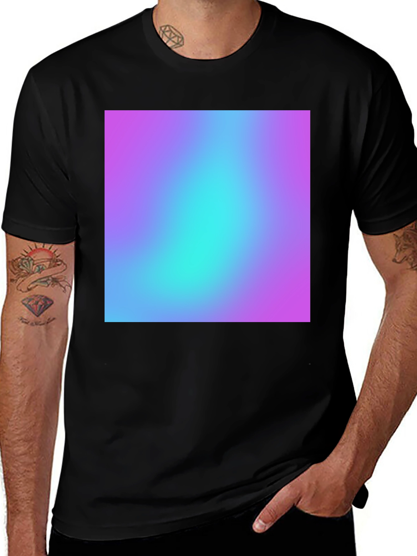 Variant 24 of Men's Black T-Shirt with Vibrant Gradient Design