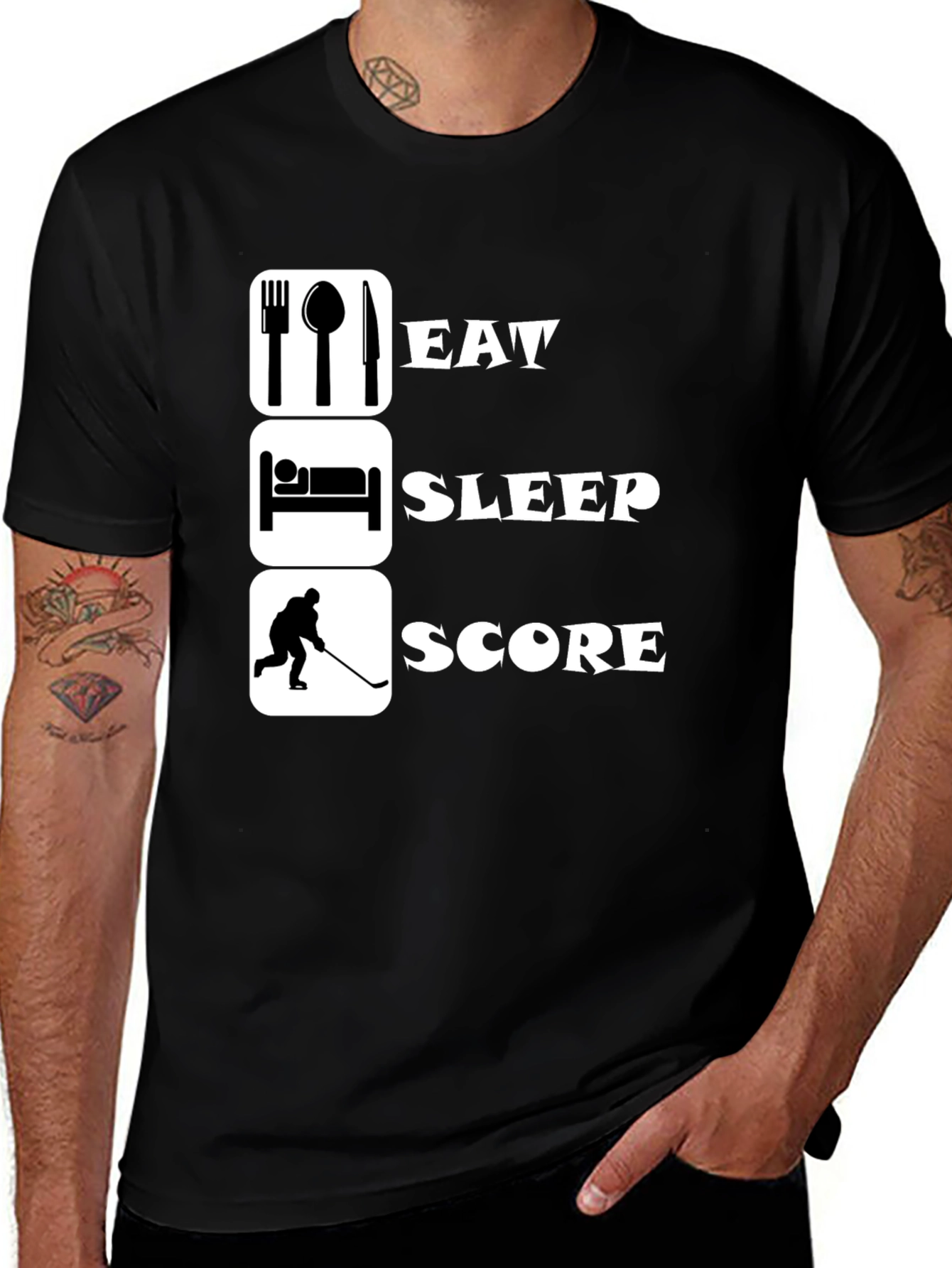 Variant 17 of Eat Sleep Score Hockey T-Shirt - Sports Fan Apparel