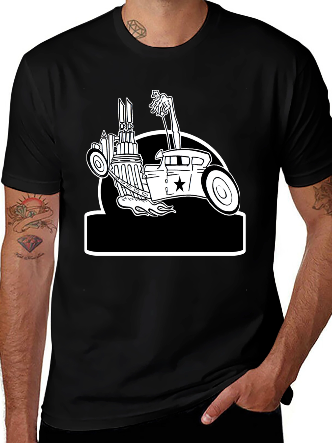 Variant 23 of Hot Rod Car Graphic Print Black T-Shirt