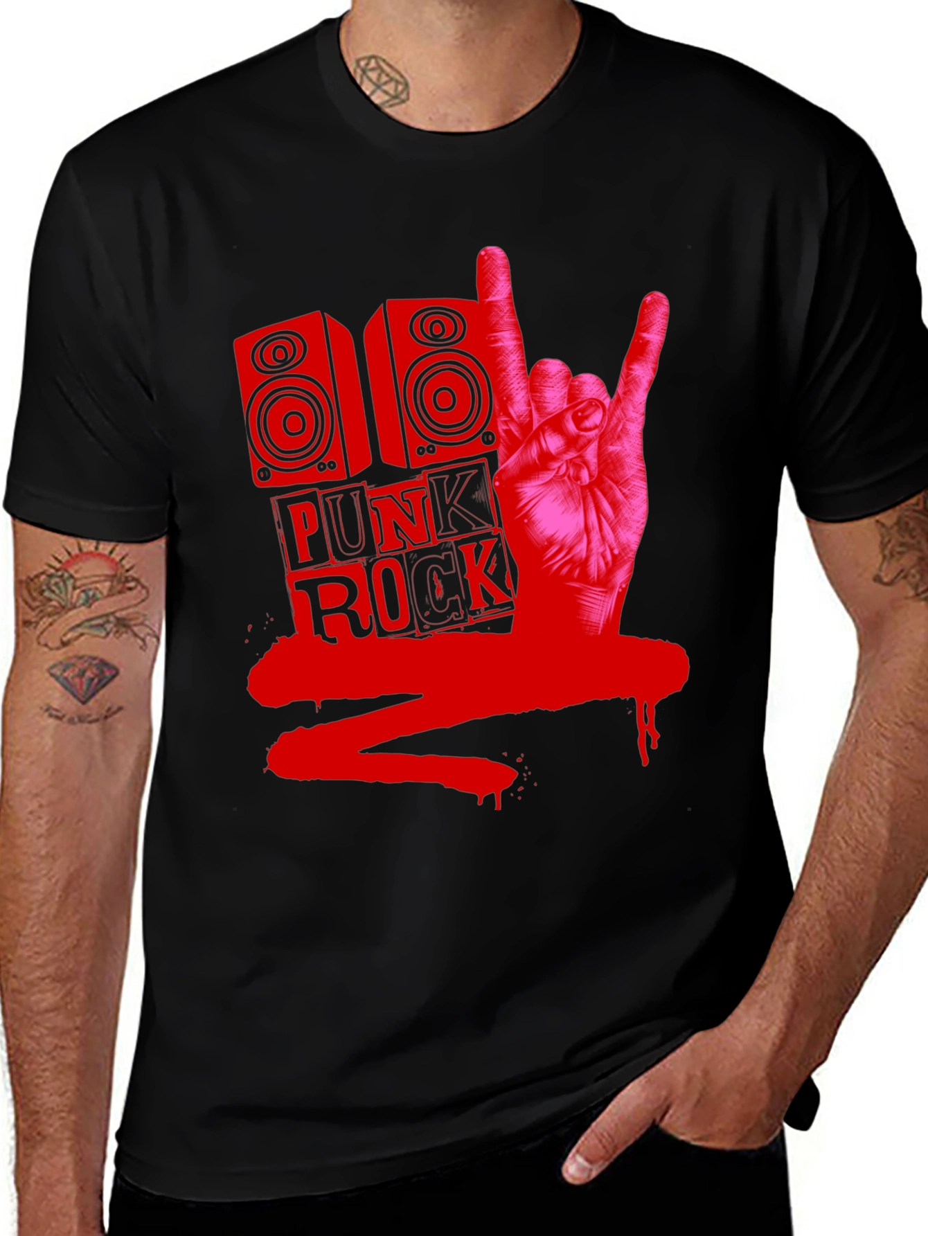 Black Punk Rock Graphic Tee main image