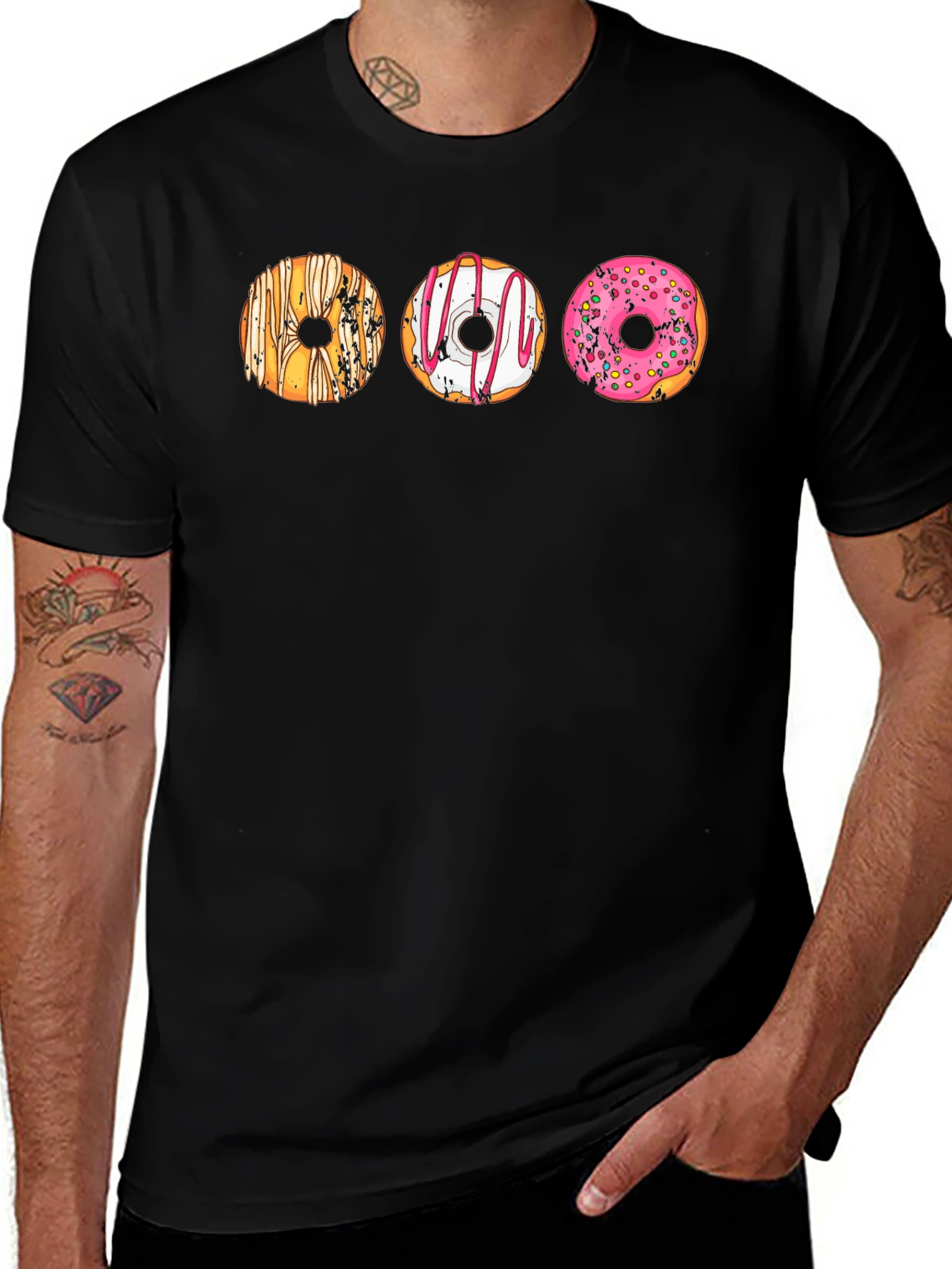 Variant 2 of Donut Graphic Black T-Shirt