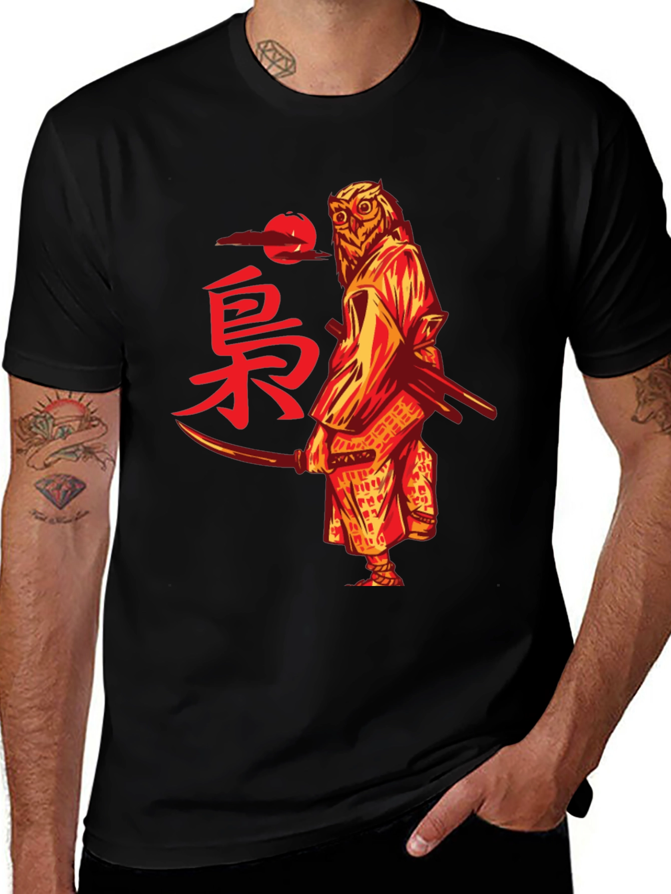 Variant 13 of Owl Samurai Graphic T-Shirt - Unique Design