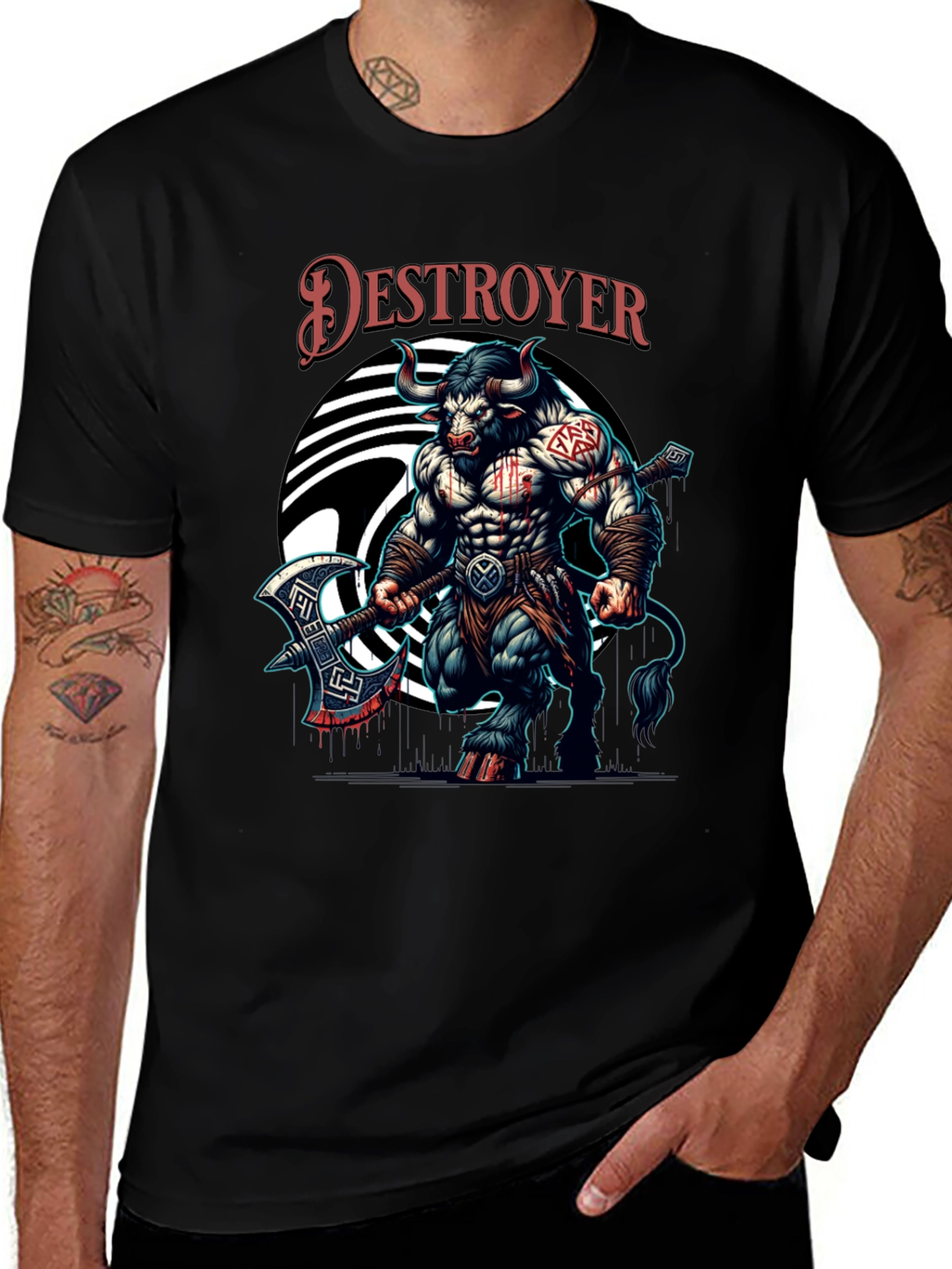 Variant 4 of Destroyer Bull Graphic Tee - Bold & Unique Design