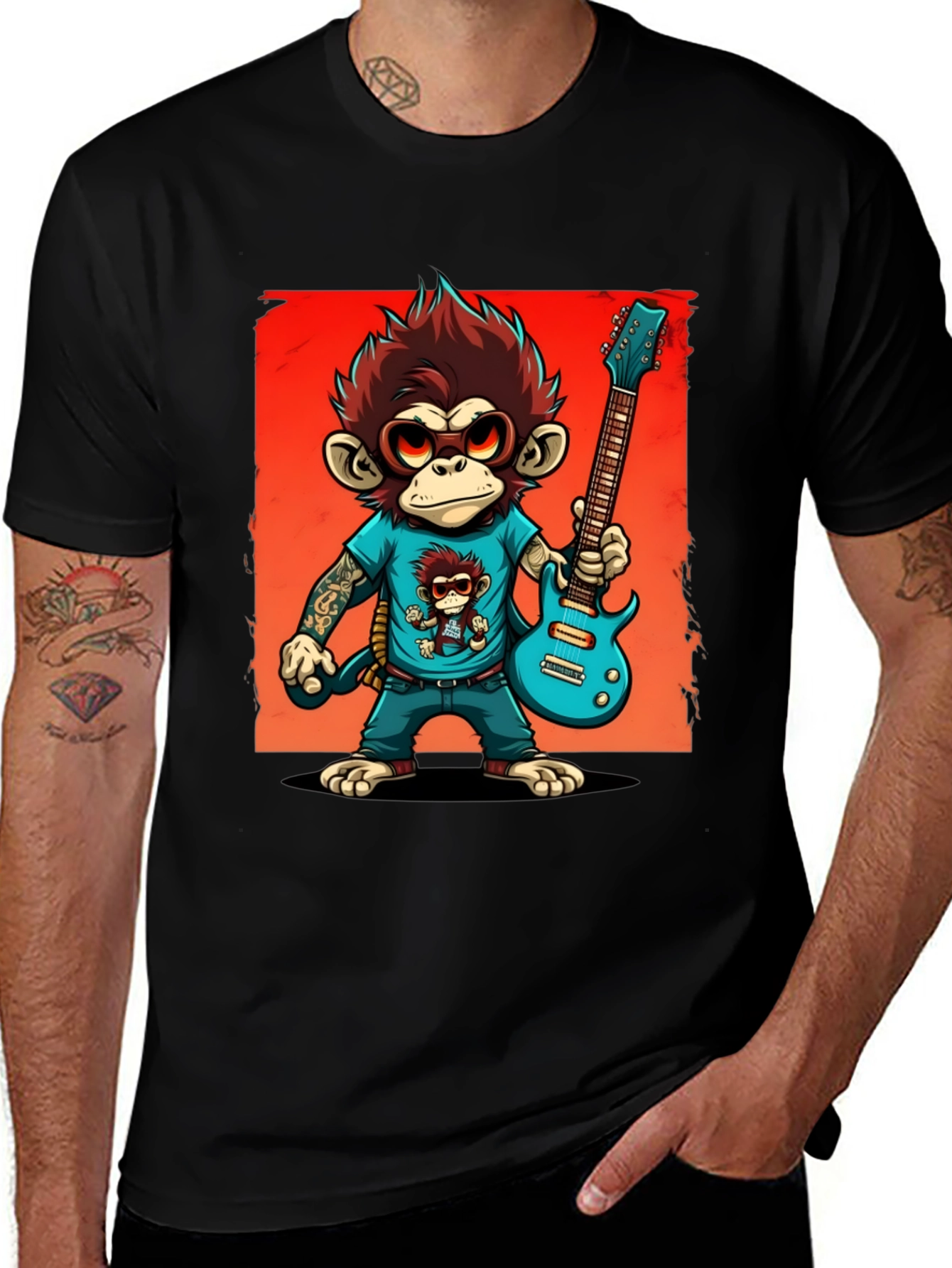 Variant 15 of Monkey Guitarist Graphic Tee - Cool & Unique Design