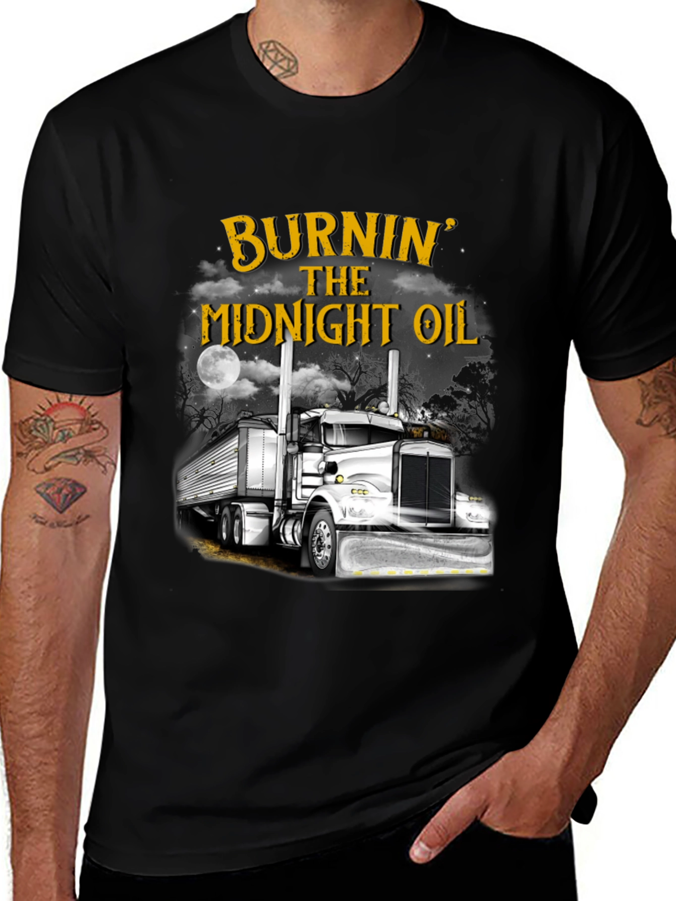 Variant 5 of Burnin' The Midnight Oil Trucker T-Shirt