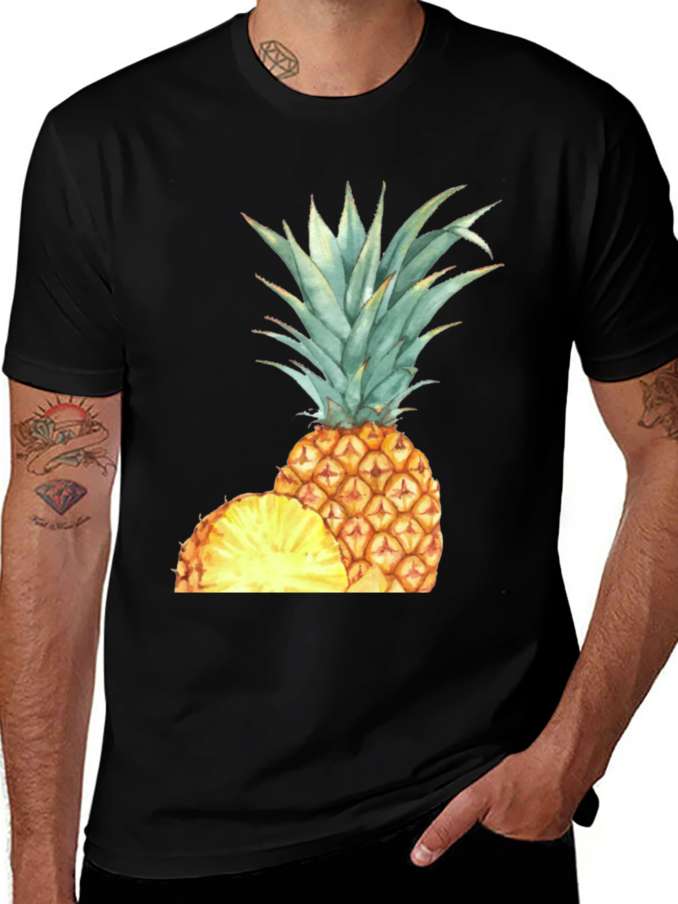 Variant 6 of Pineapple Graphic Black T-Shirt