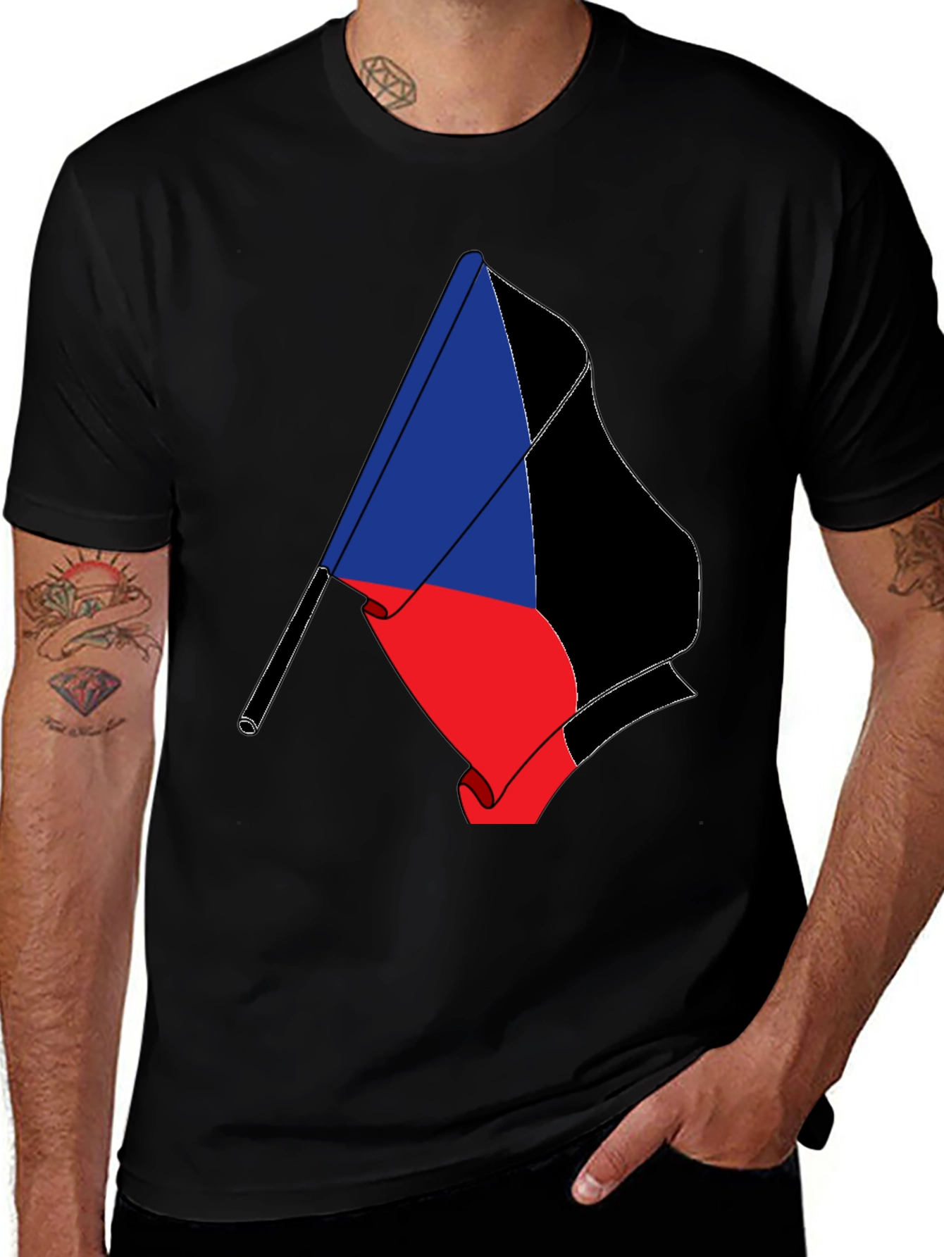 Variant 5 of Flag Graphic Tee - Black Short Sleeve T-Shirt