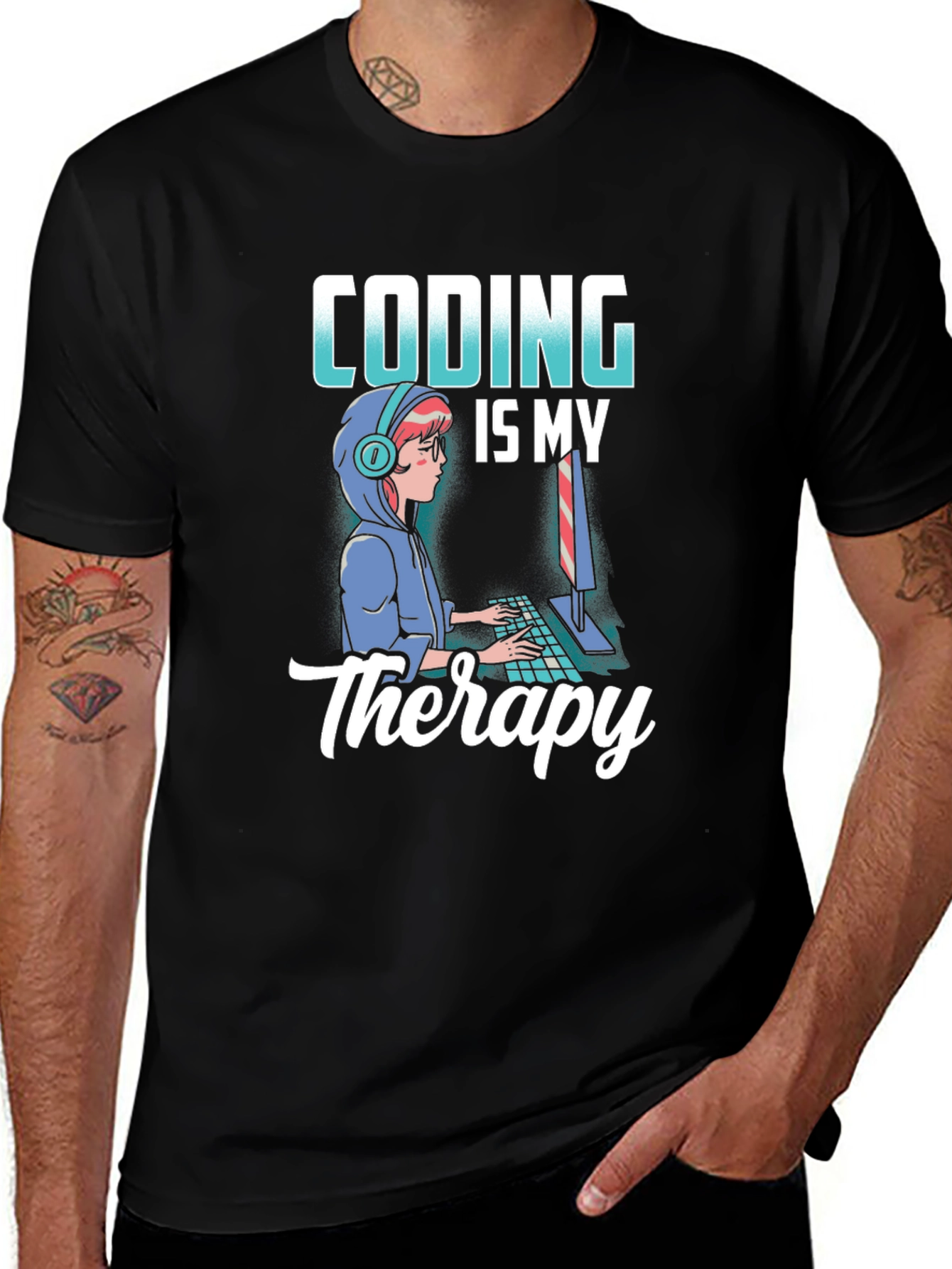 Variant 16 of Coding Is My Therapy Graphic T-Shirt