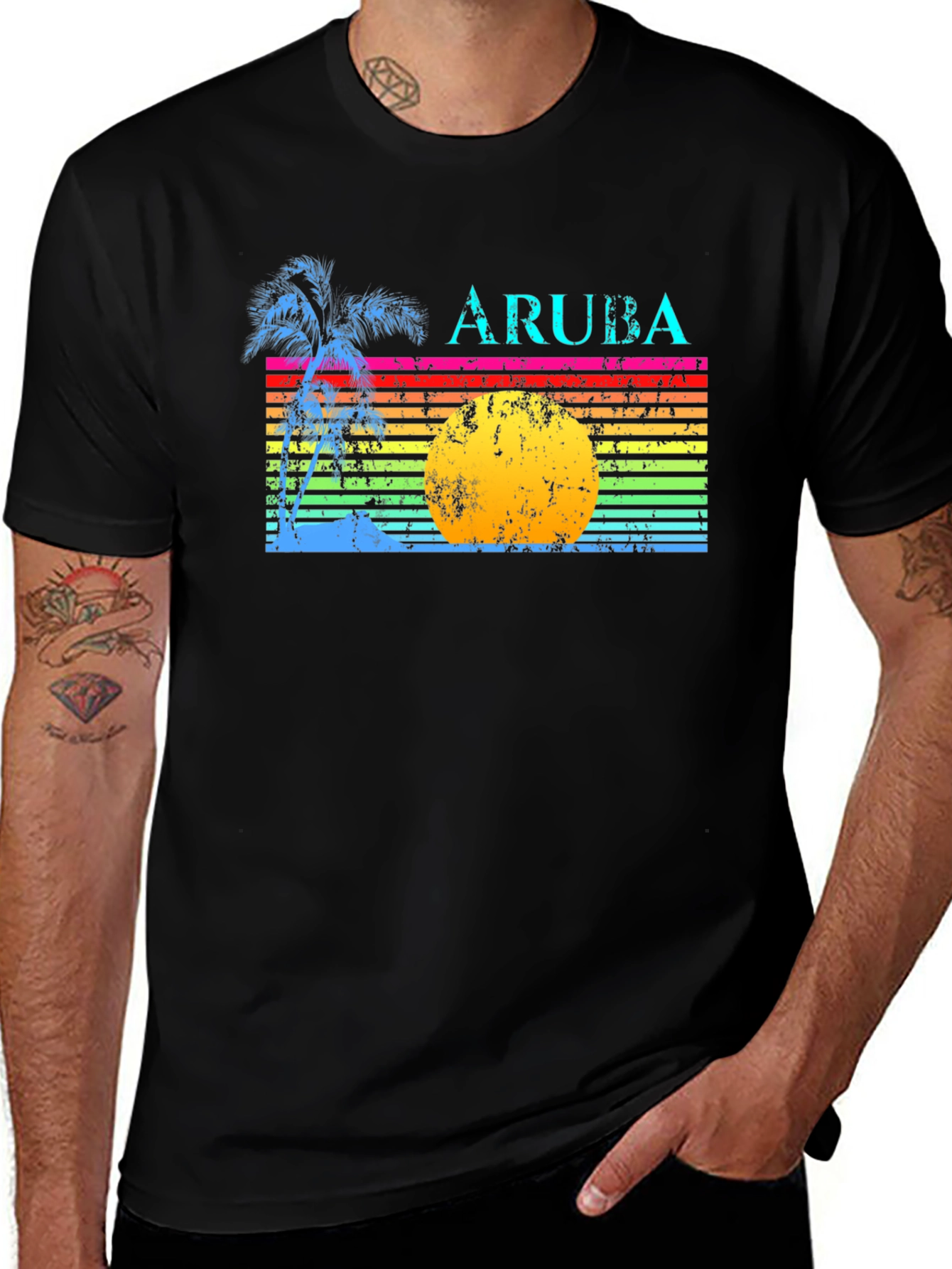Variant 8 of Retro Aruba Graphic Tee - Tropical Vacation Shirt