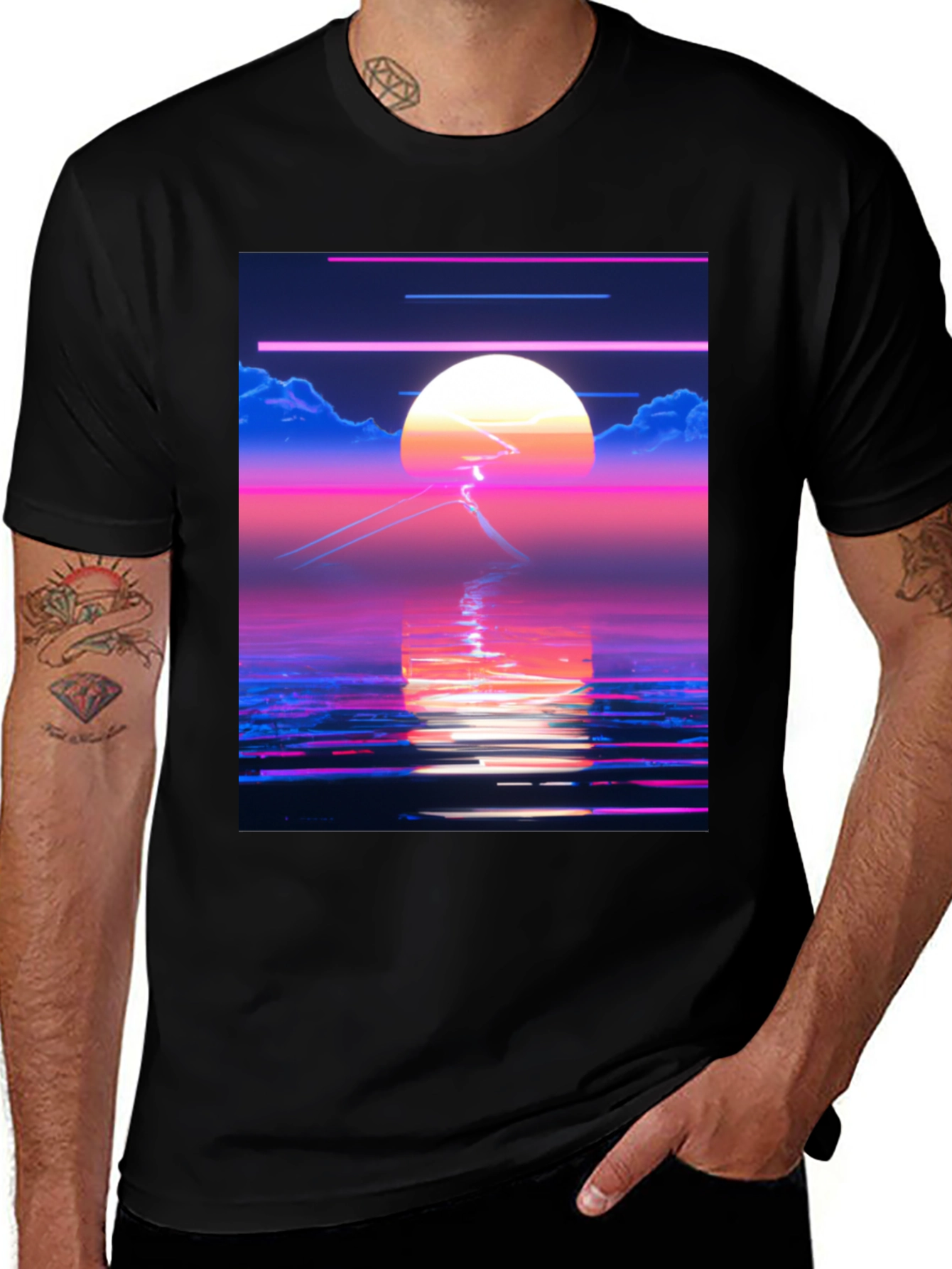 Variant 18 of Synthwave Sunset T-Shirt - Retro 80s Aesthetic