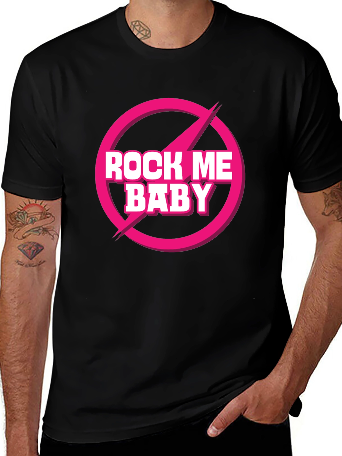 Variant 21 of Rock Me Baby Graphic Tee - Black
