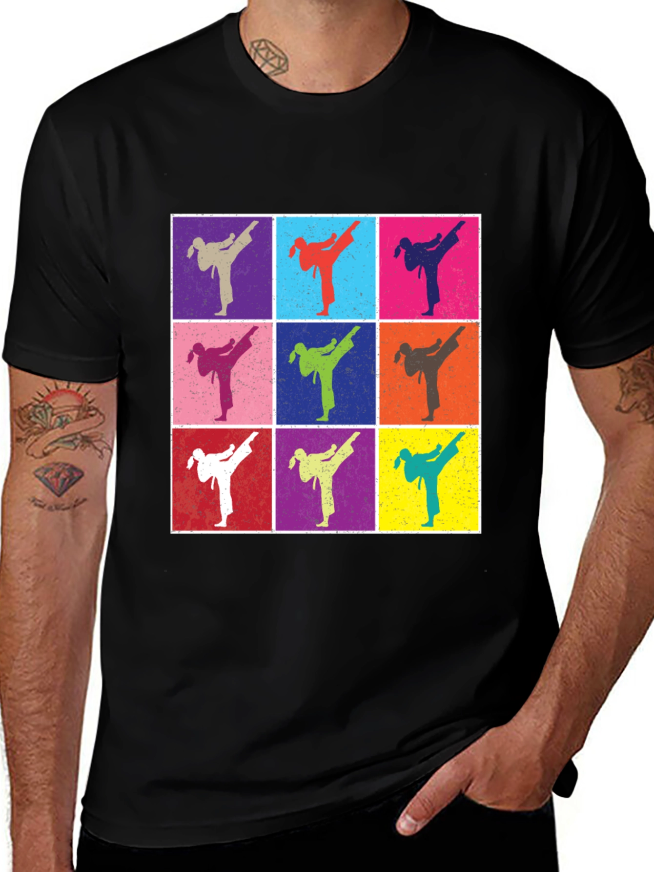 Variant 28 of Retro Karate Kick T-Shirt - Martial Arts Pop Art