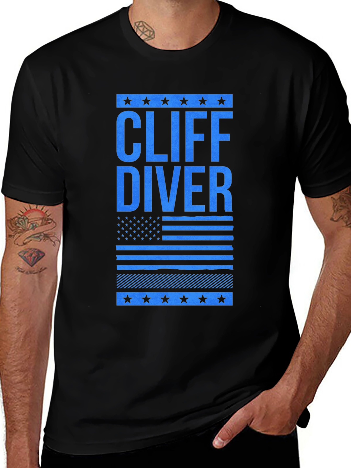 Variant 6 of Cliff Diver Graphic Tee - Patriotic Design