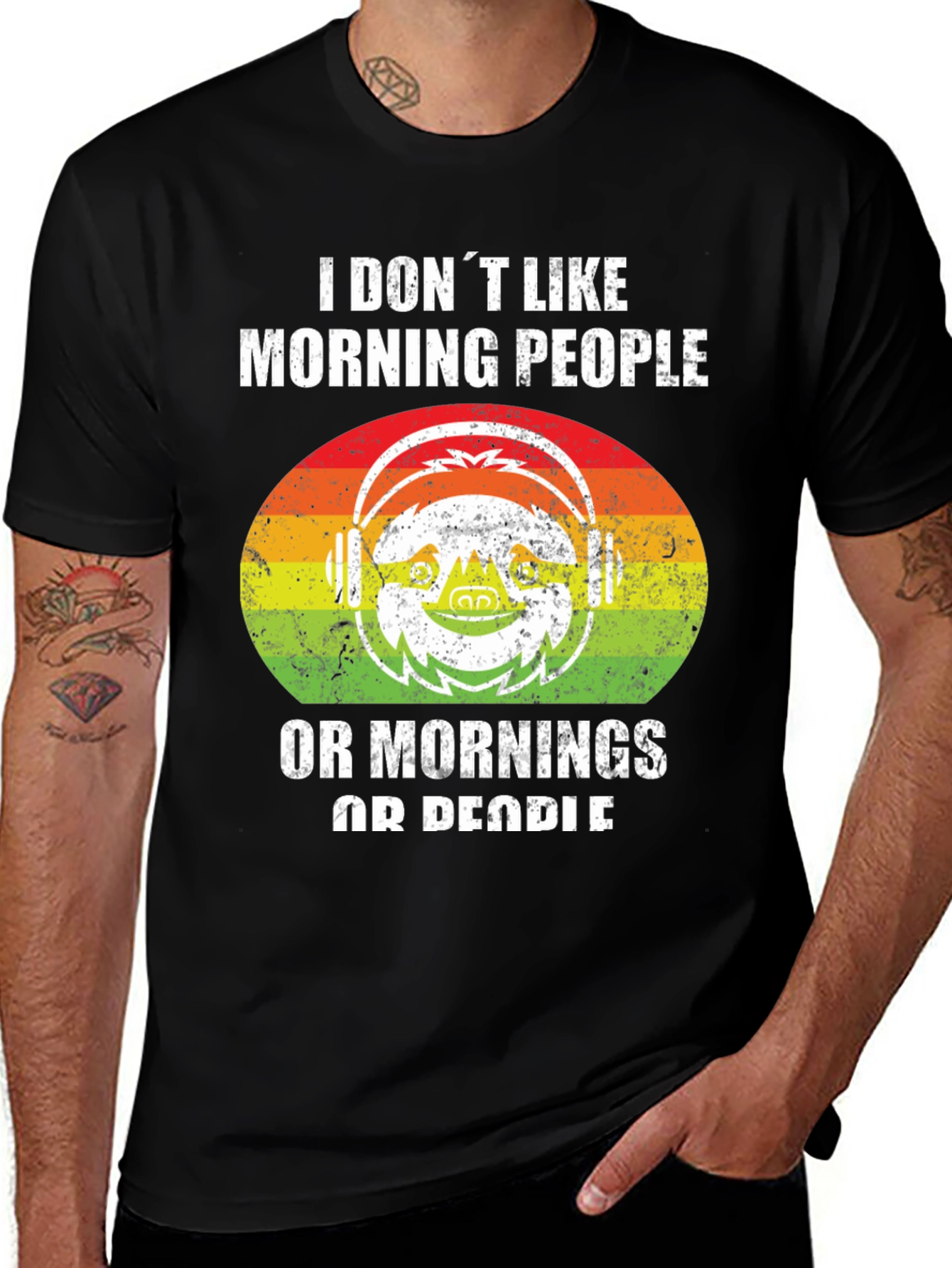 Variant 15 of I Don't Like Morning People Sloth Graphic Tee