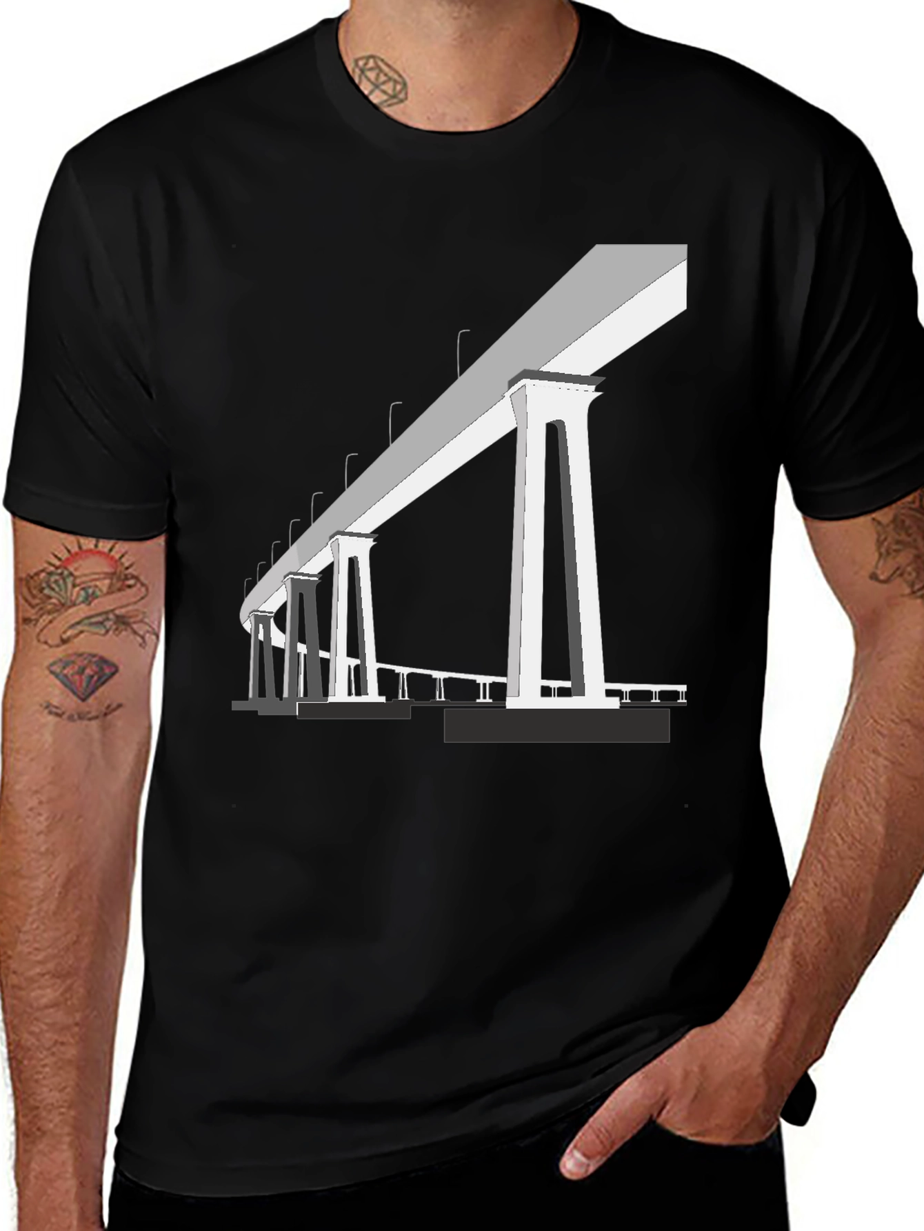 Bridge Graphic T-Shirt - Black Cotton Tee