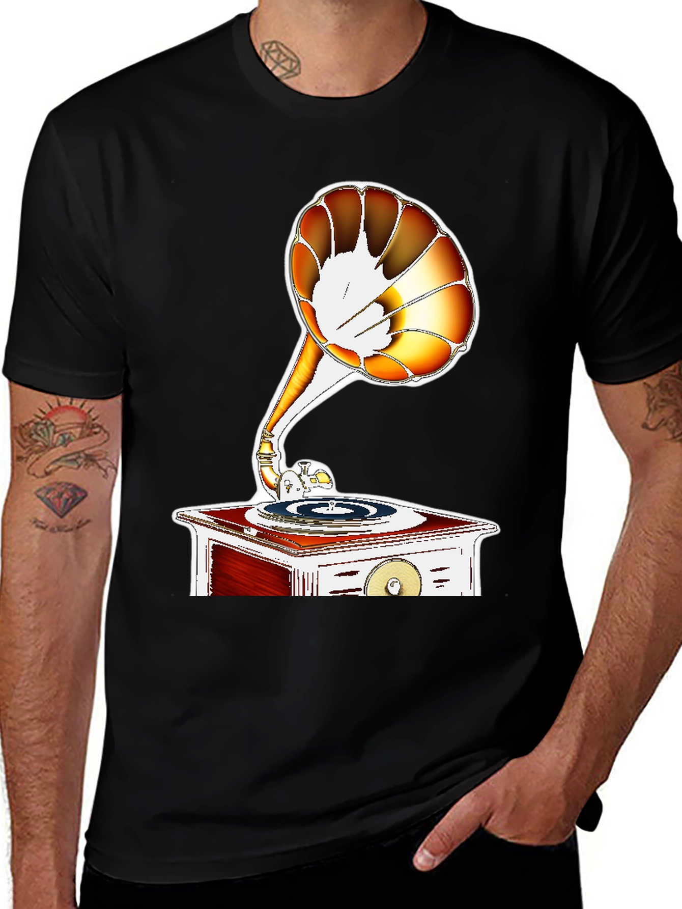 Variant 19 of Vintage Phonograph Graphic T-Shirt - Retro Style