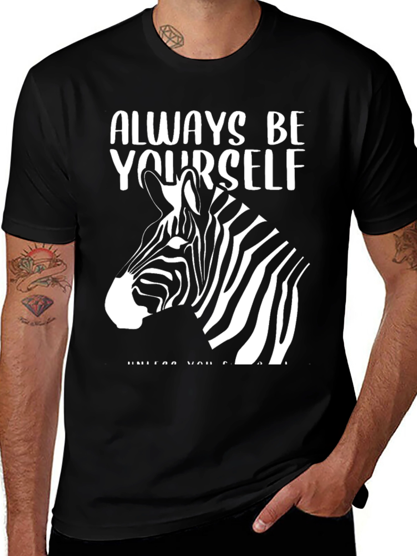 Variant 26 of Always Be Yourself Zebra T-Shirt - Black