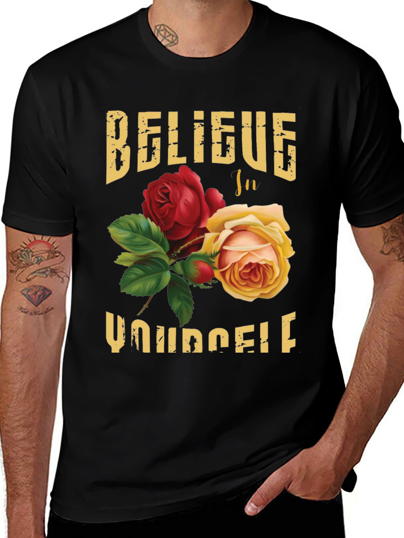 Variant 27 of Believe in Yourself Roses Graphic Tee