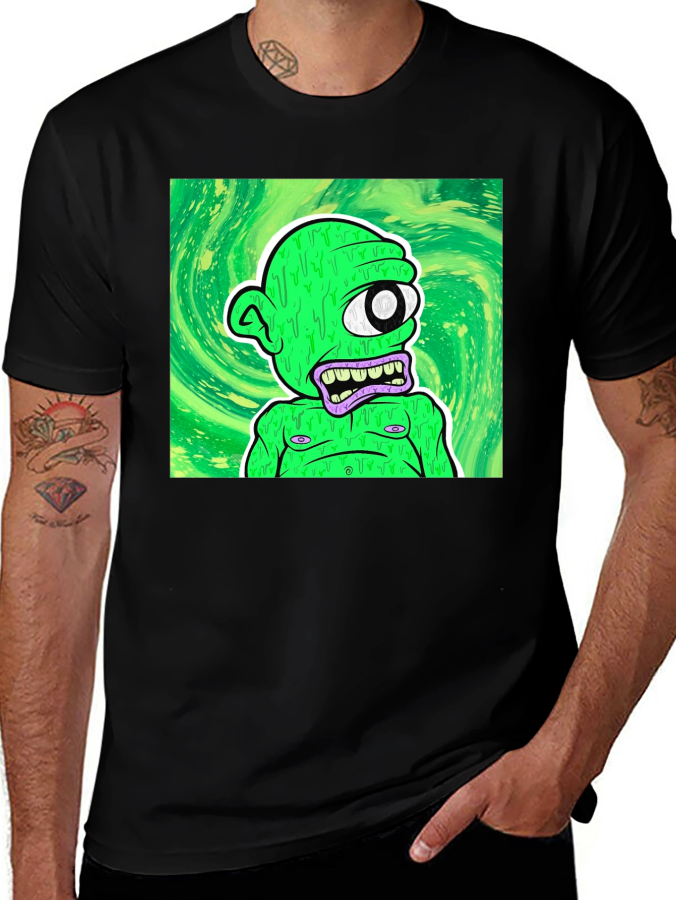 Variant 29 of One-Eyed Green Monster T-Shirt - Unique Graphic Tee