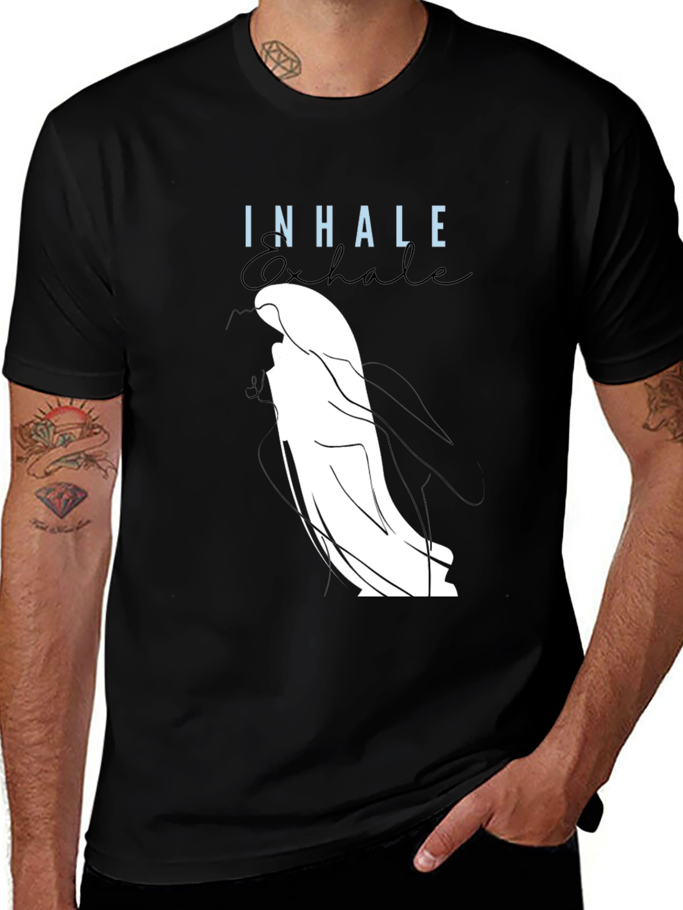 Variant 29 of Inhale Exhale Graphic Tee - Black Casual Shirt