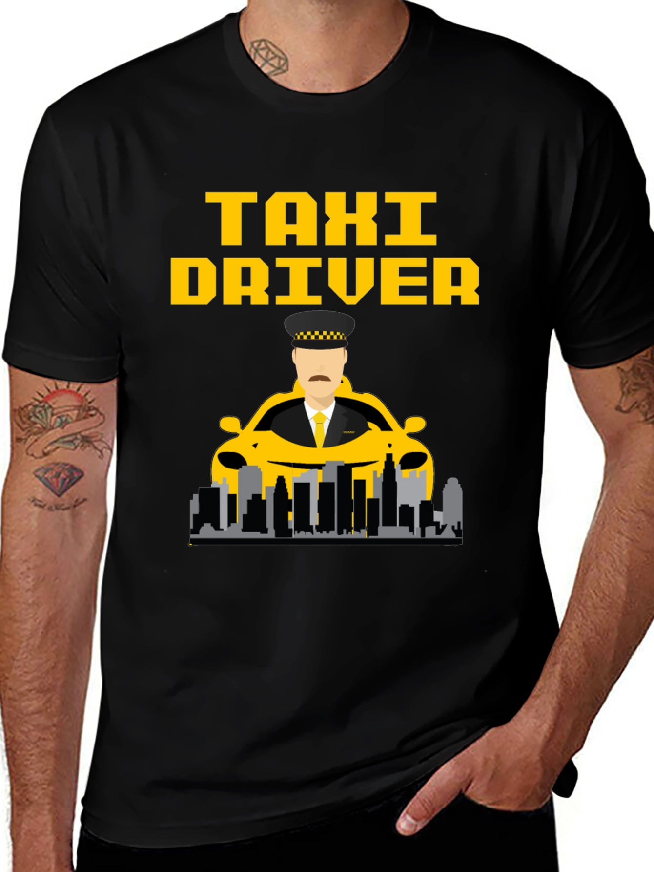 Variant 18 of Taxi Driver Graphic T-Shirt - Yellow on Black