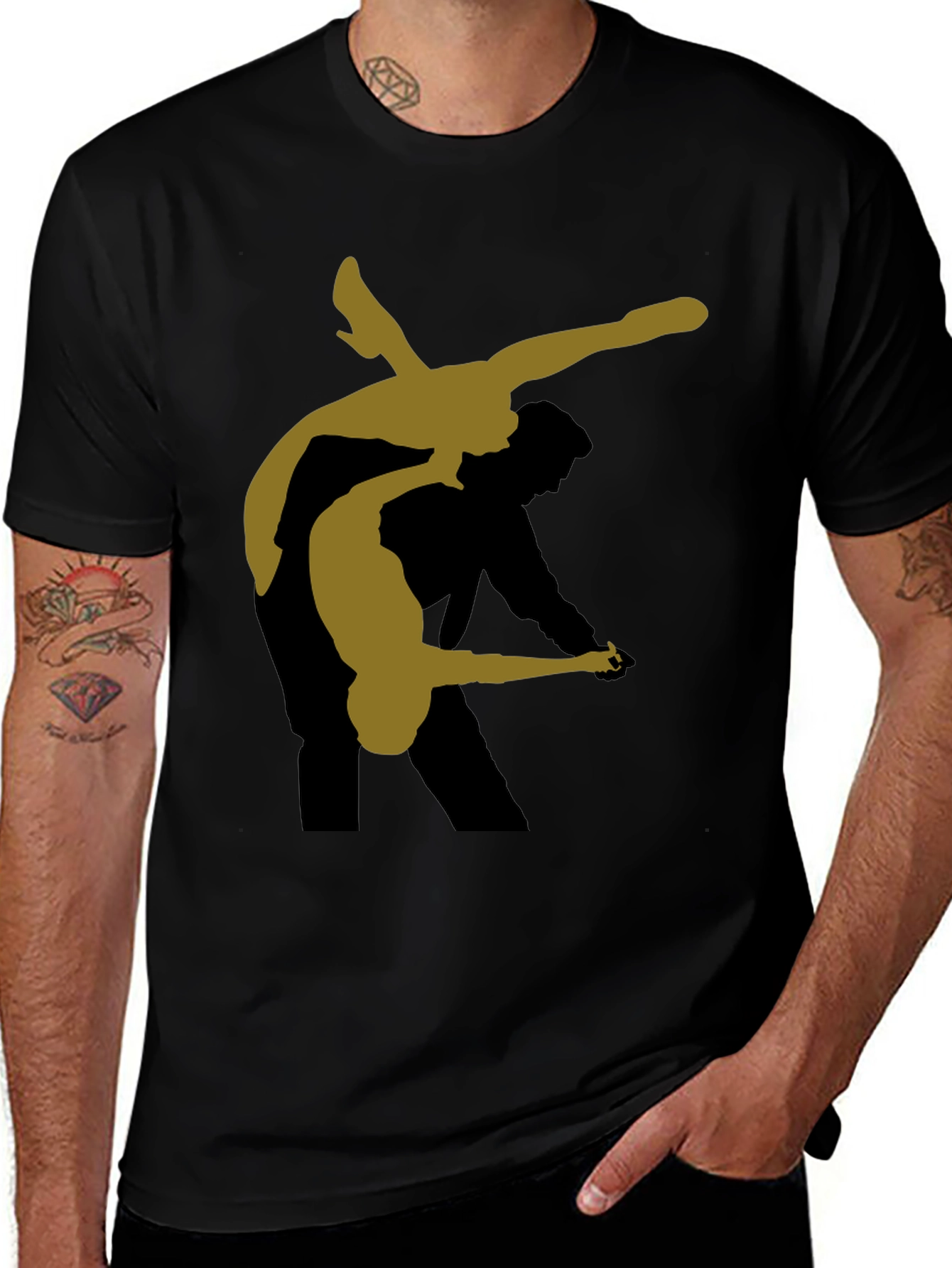 Variant 13 of Dancing Silhouette Graphic Tee - Stylish Black T-Shirt