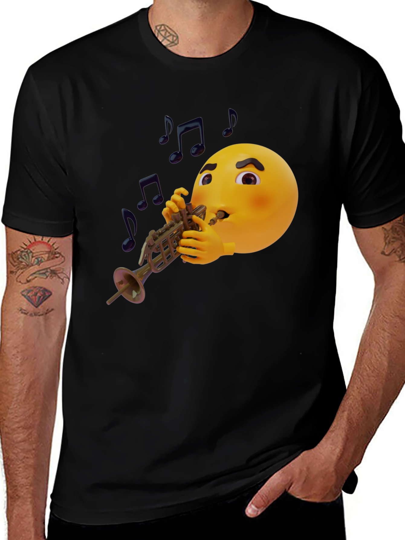 Variant 2 of Emoji Trumpet Player Graphic T-Shirt