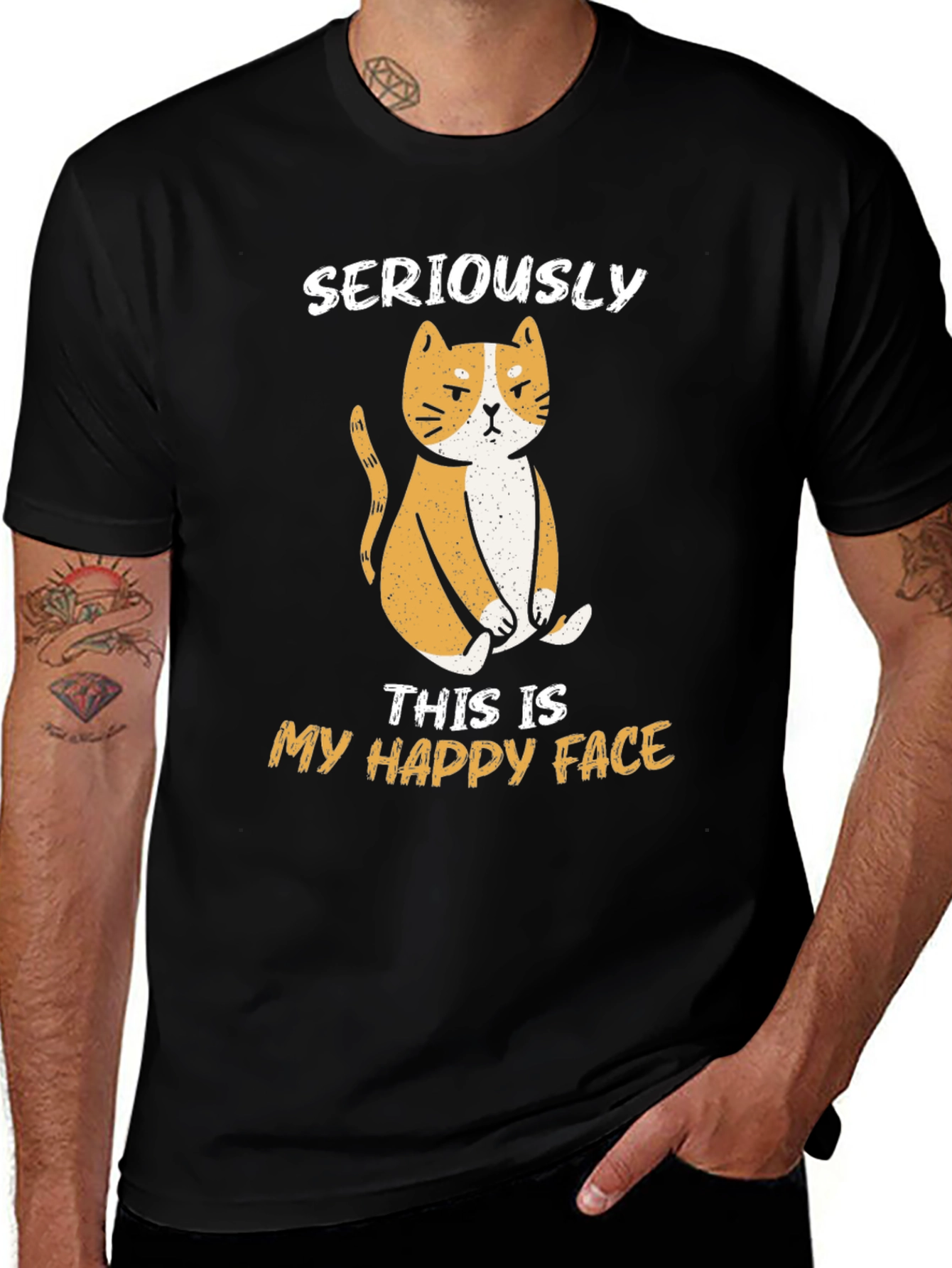 Seriously My Happy Face T-Shirt Cat Lover
