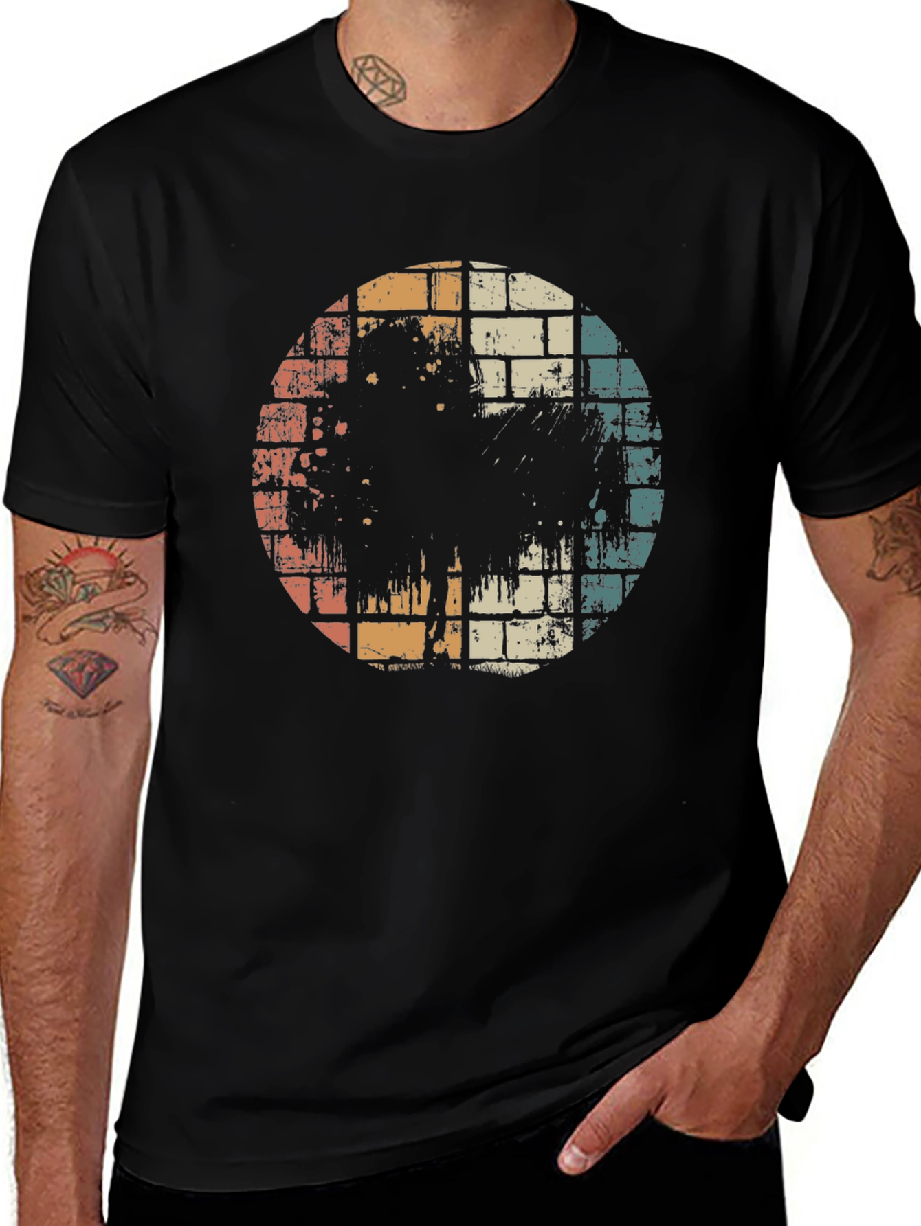 Variant 24 of Retro Brick Wall Graphic T-Shirt