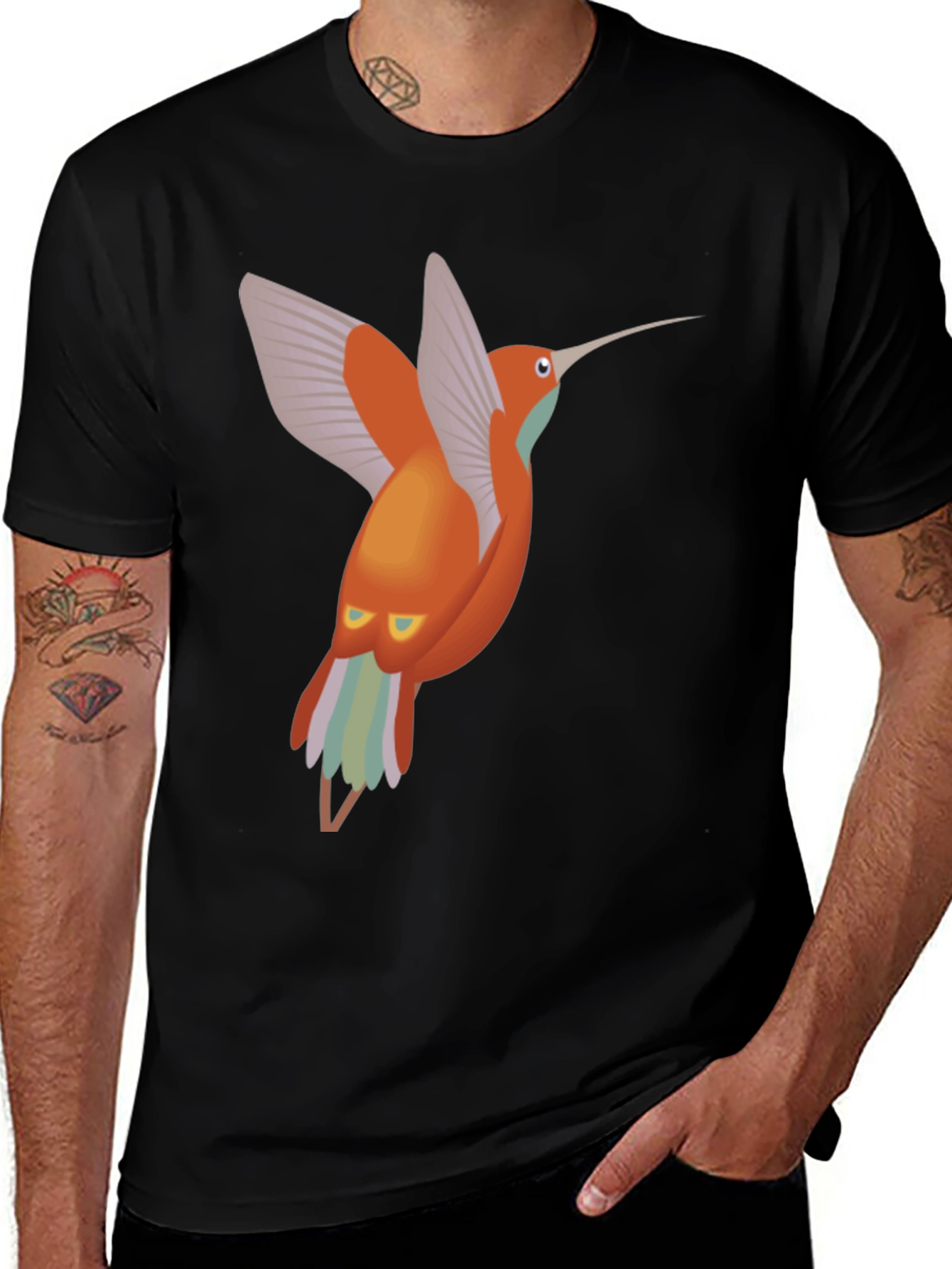 Variant 13 of Hummingbird Graphic Tee - Black Cotton T-Shirt