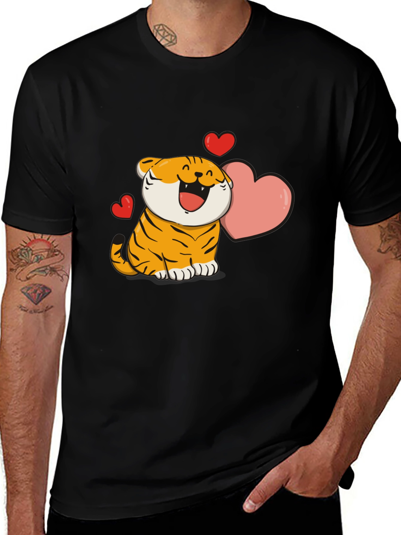 Variant 14 of Cute Tiger Graphic Black T-Shirt