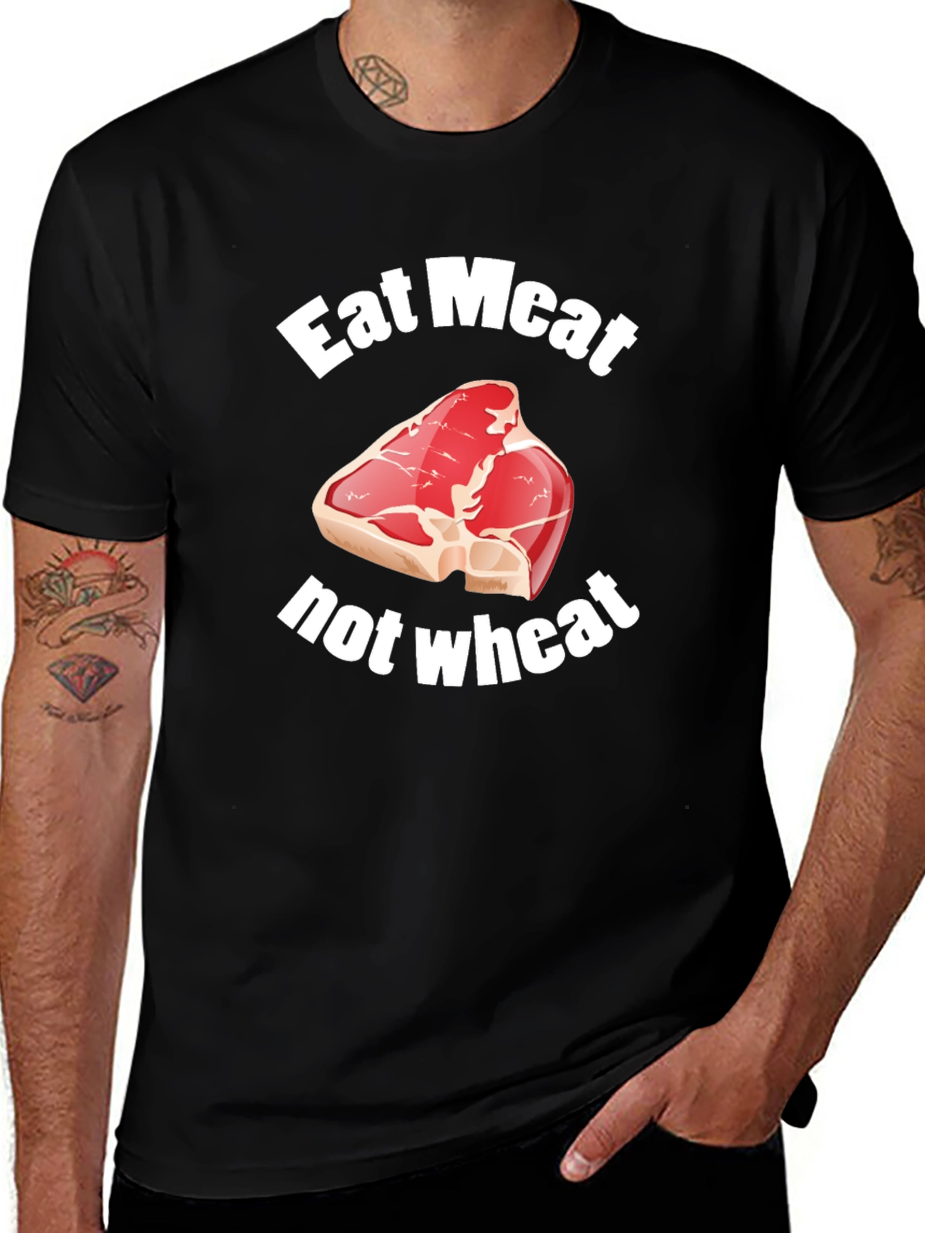 Variant 30 of Eat Meat Not Wheat Funny T-Shirt