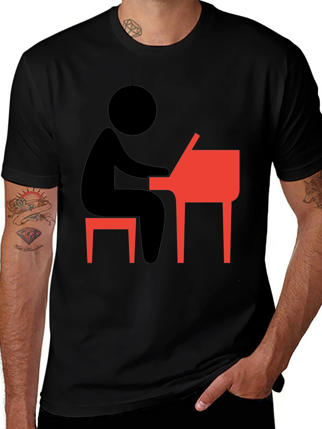 Variant 27 of Piano Player Graphic Tee - Black T-Shirt