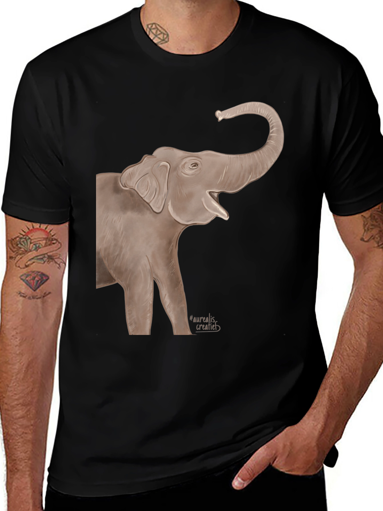 Elephant Graphic T-Shirt - Unisex Black Tee