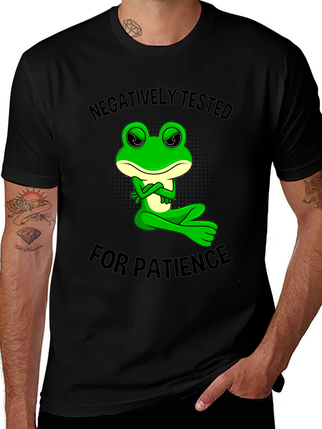 Variant 5 of Negatively Tested for Patience Frog Graphic Tee