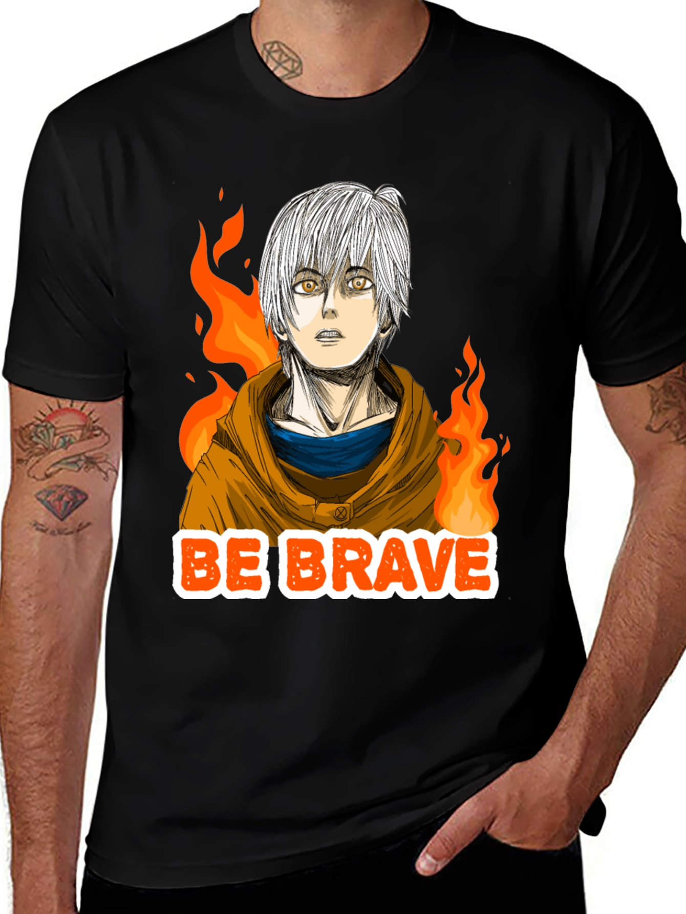 Variant 10 of Be Brave Anime Graphic Tee - Black