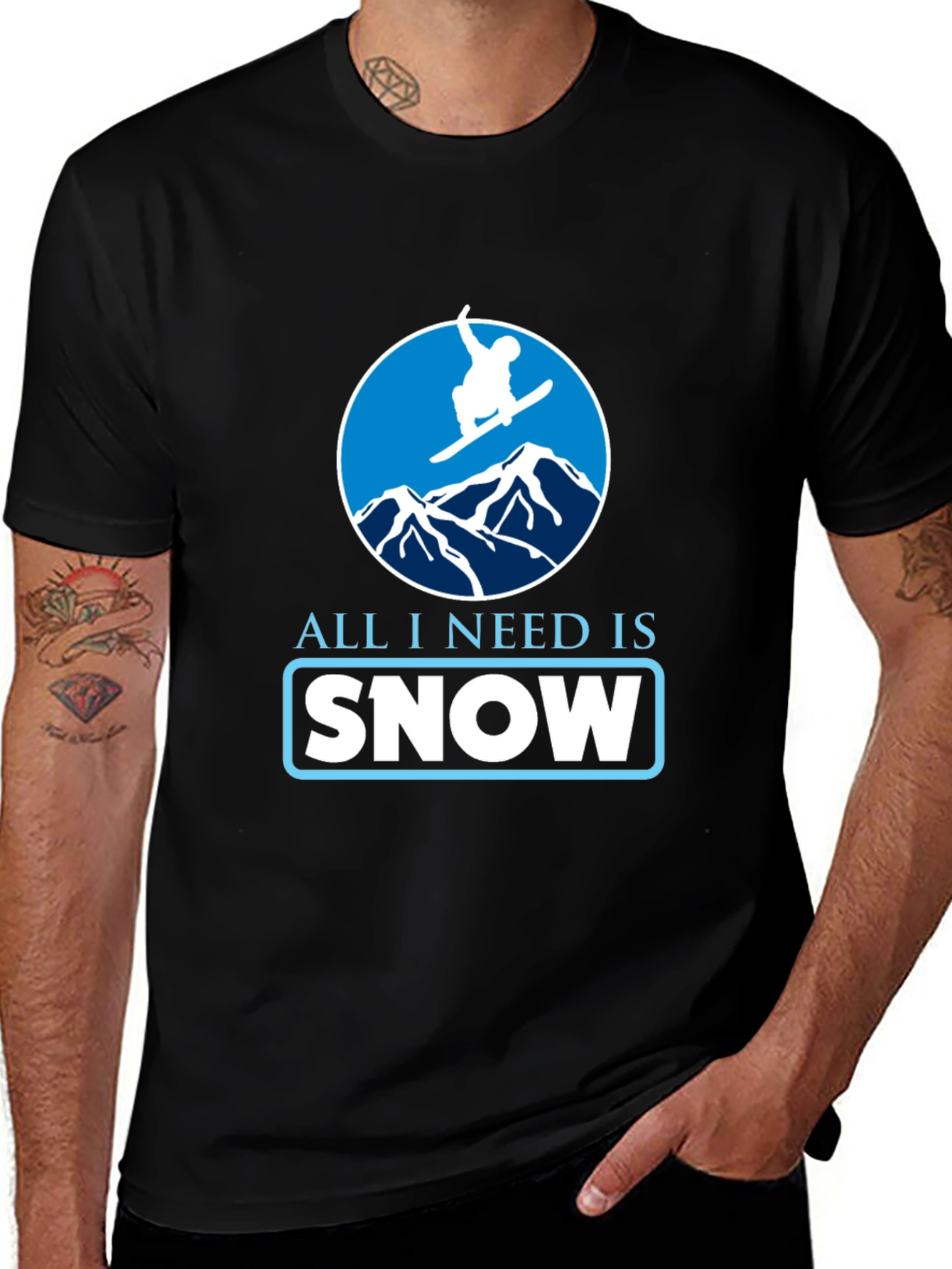 Variant 20 of Snowboarding T-Shirt - All I Need Is Snow Tee