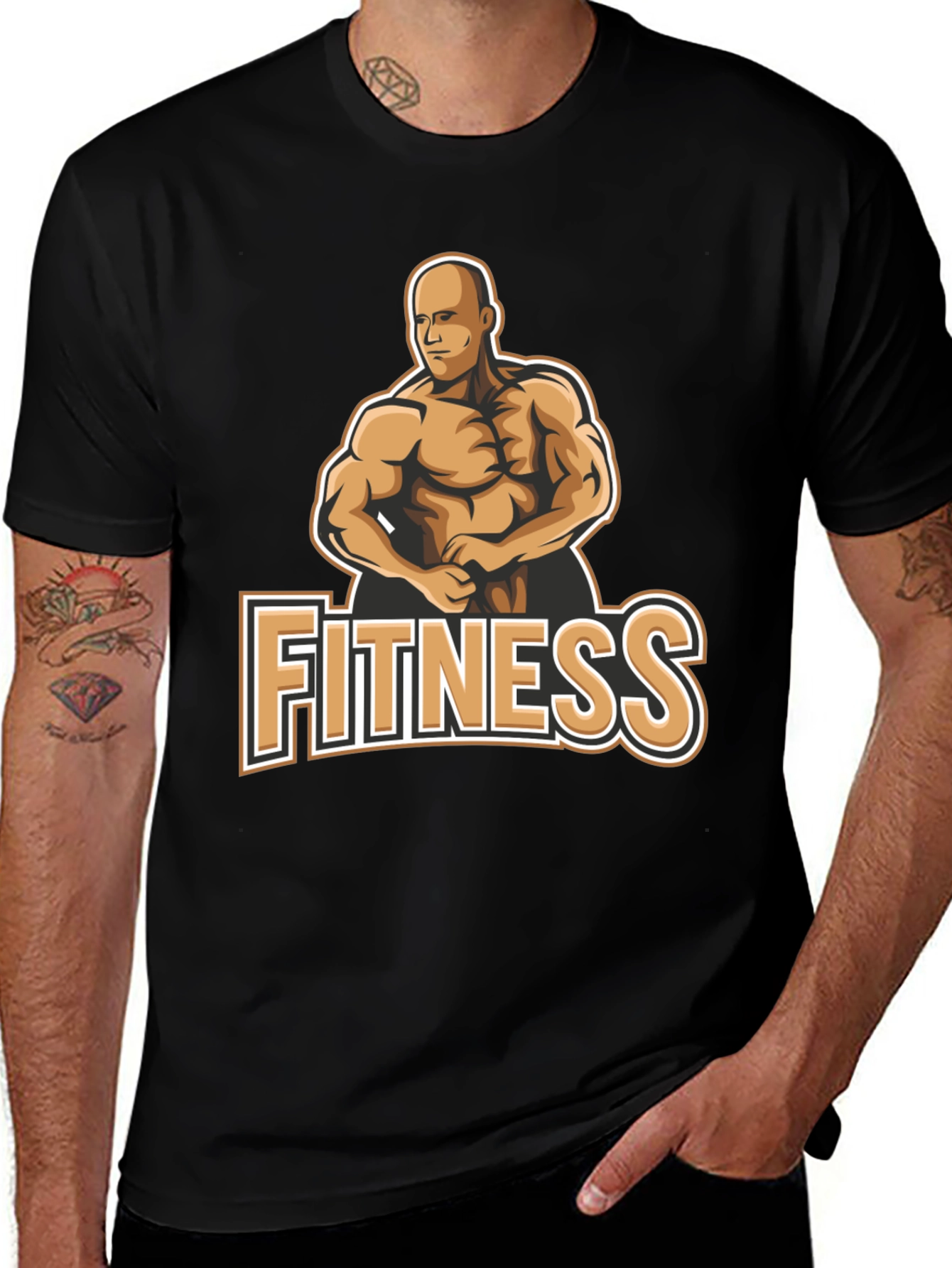 Variant 14 of Fitness Graphic T-Shirt - Black Gym Bodybuilding Tee