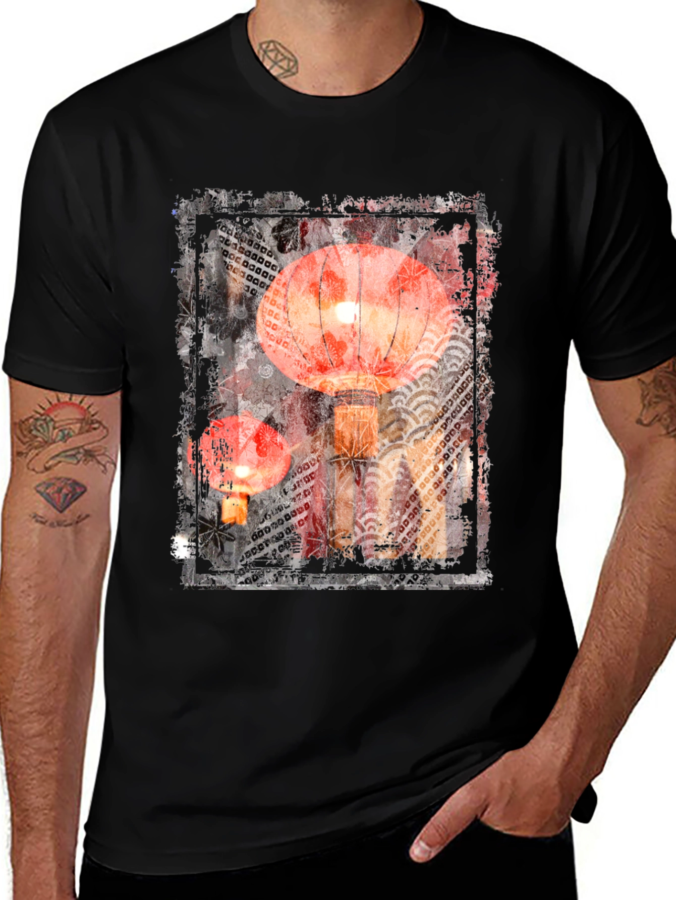 Variant 16 of Asian Lantern T-Shirt - Artistic Graphic Tee