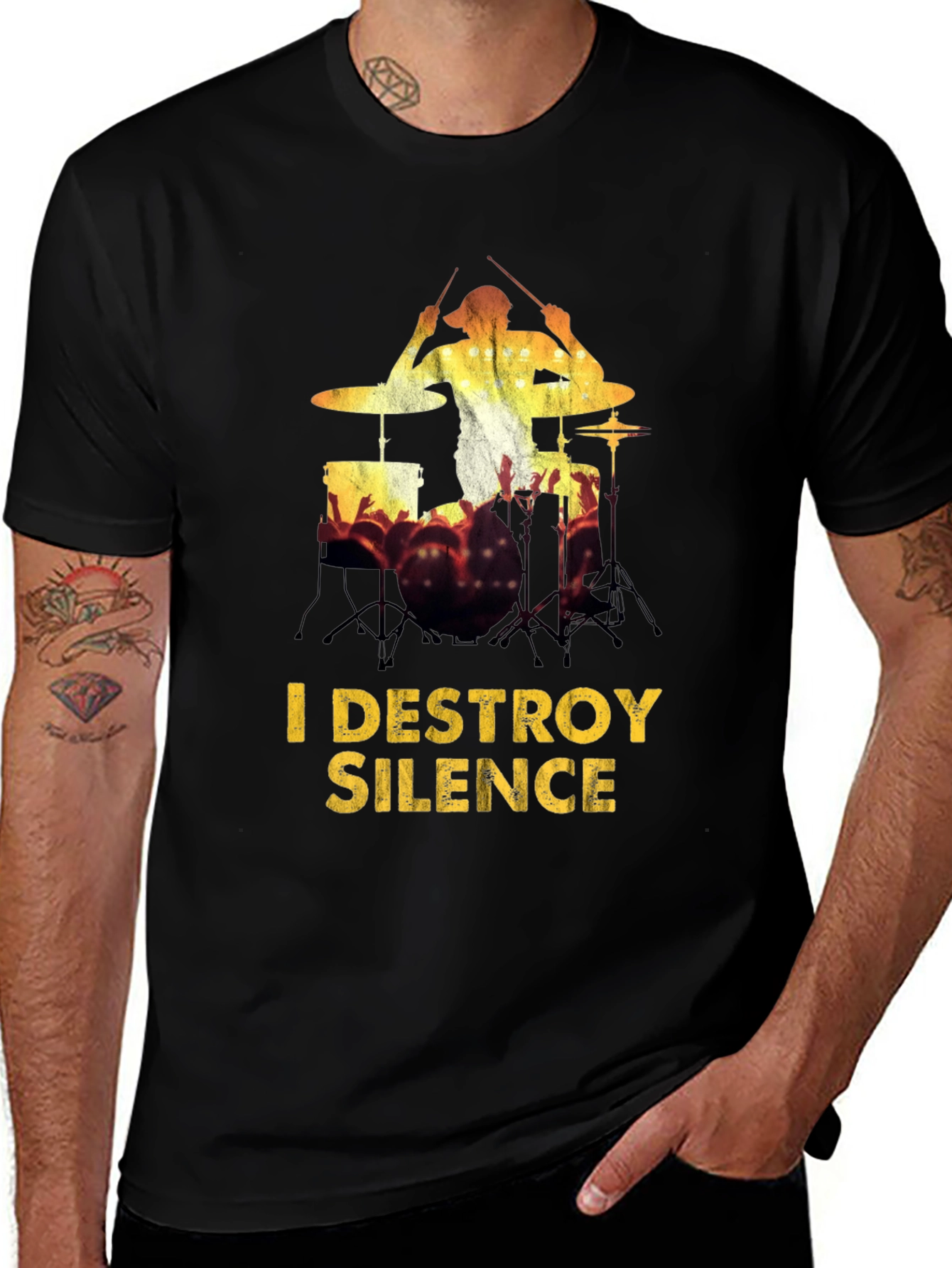 Variant 8 of I Destroy Silence Drummer Graphic Tee