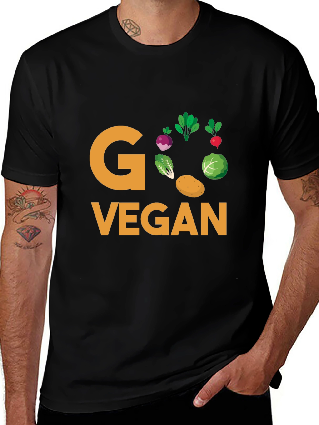 Black Go Vegan T-Shirt - Black Cotton Tee main image