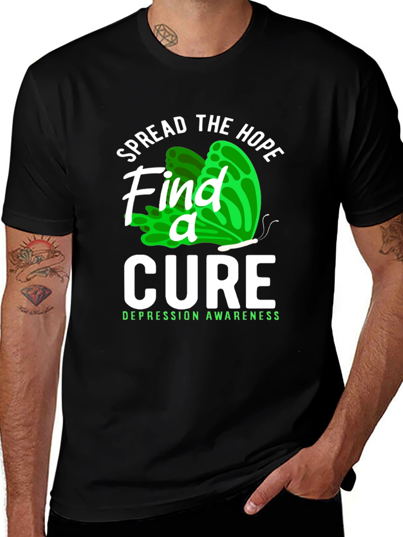Variant 11 of Depression Awareness T-Shirt: Find A Cure