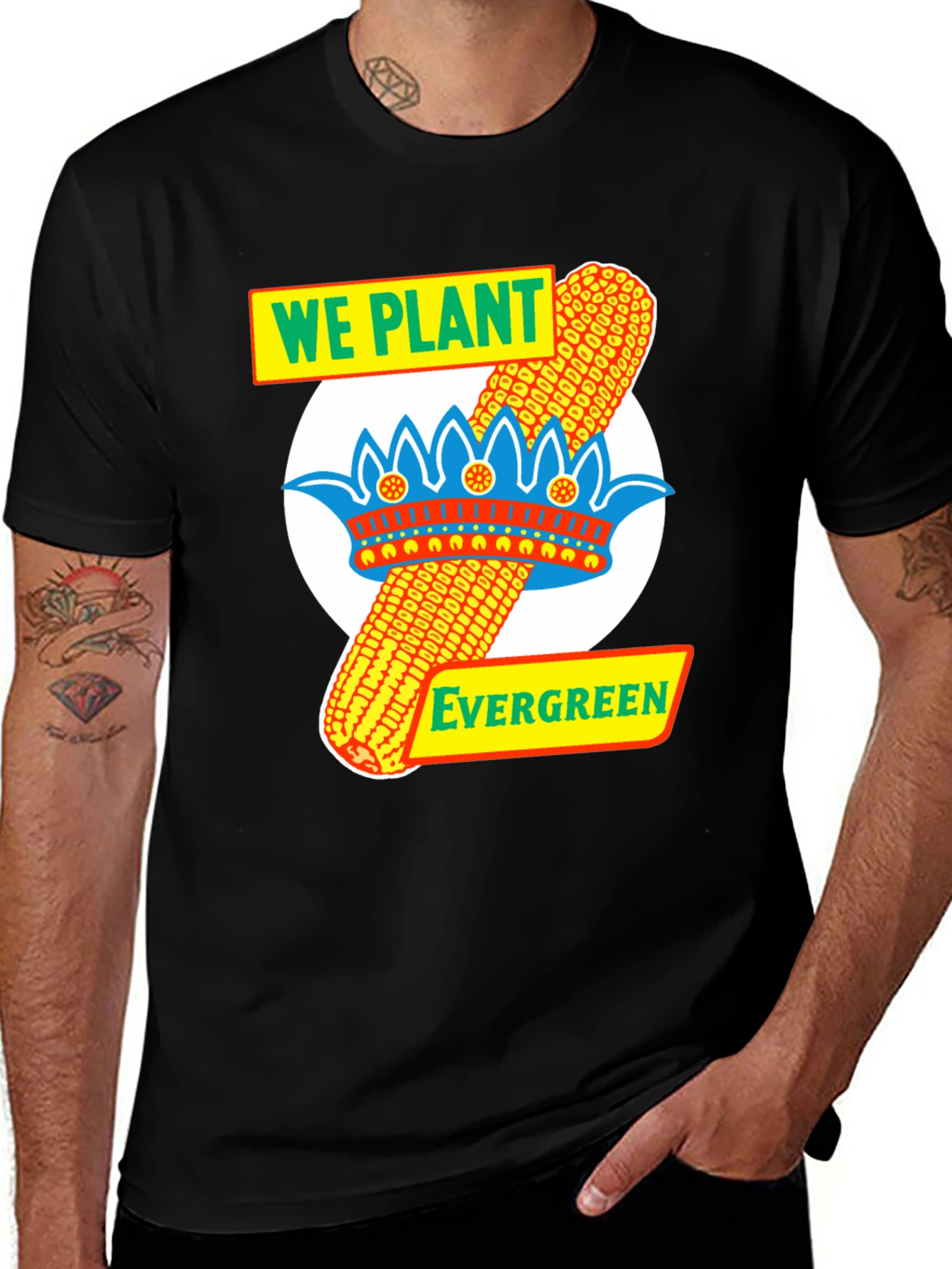 Variant 18 of We Plant Evergreen T-Shirt: Corn Crown Design