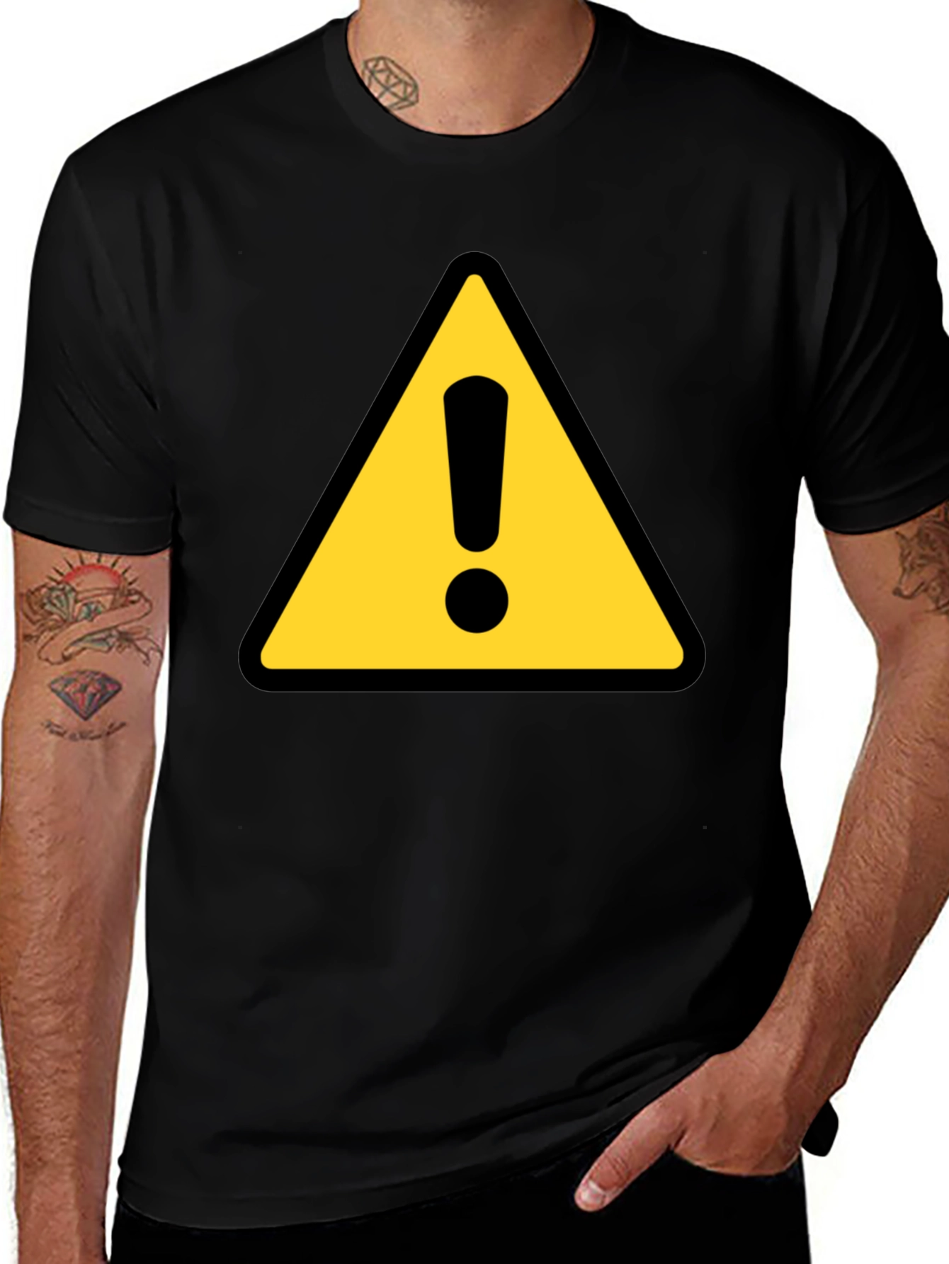 Variant 21 of Warning Sign T-Shirt - Black Crew Neck Tee