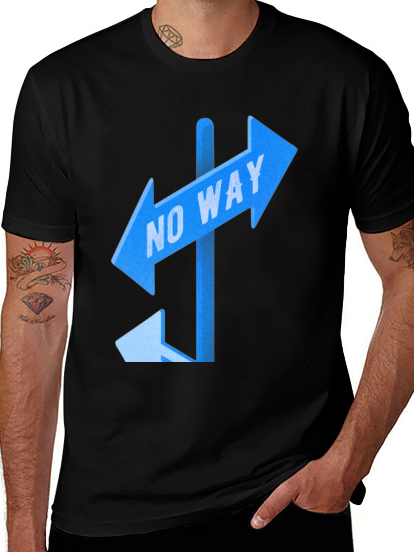 Variant 29 of No Way Sign Graphic Tee - Black Casual T-Shirt