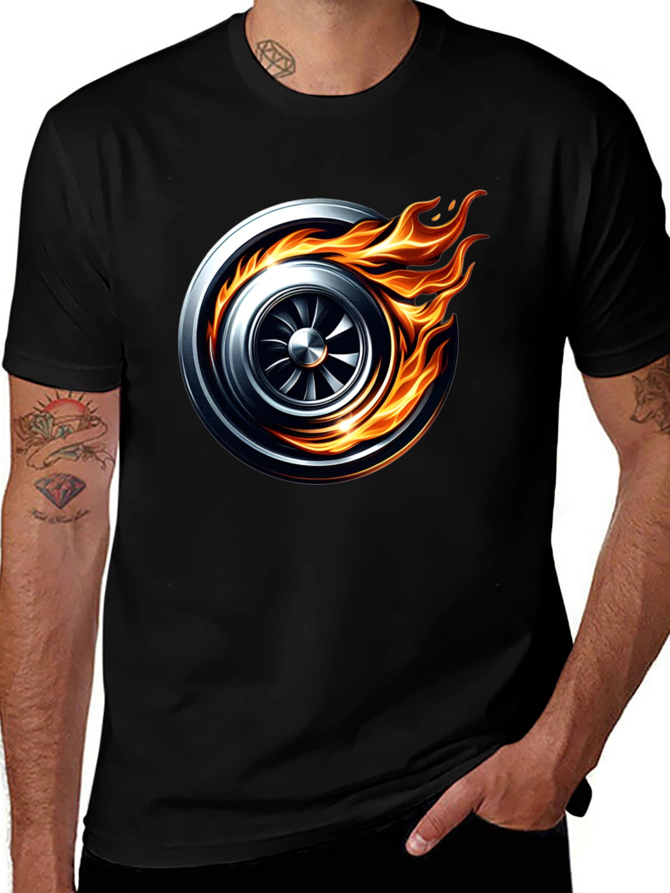 Fiery Turbo Black T-Shirt