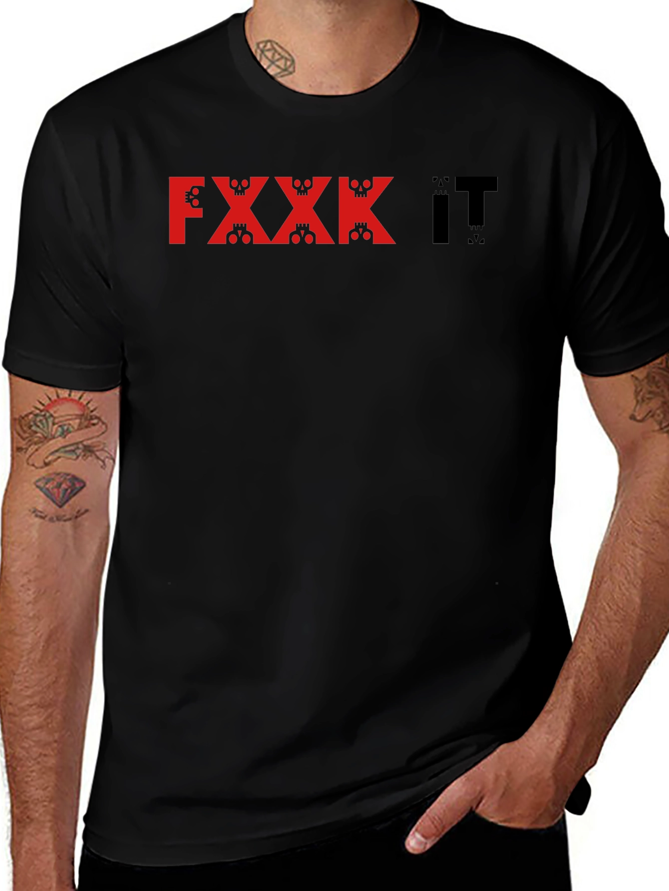 Variant 27 of FXXK IT Skull Graphic Tee - Bold Statement Shirt