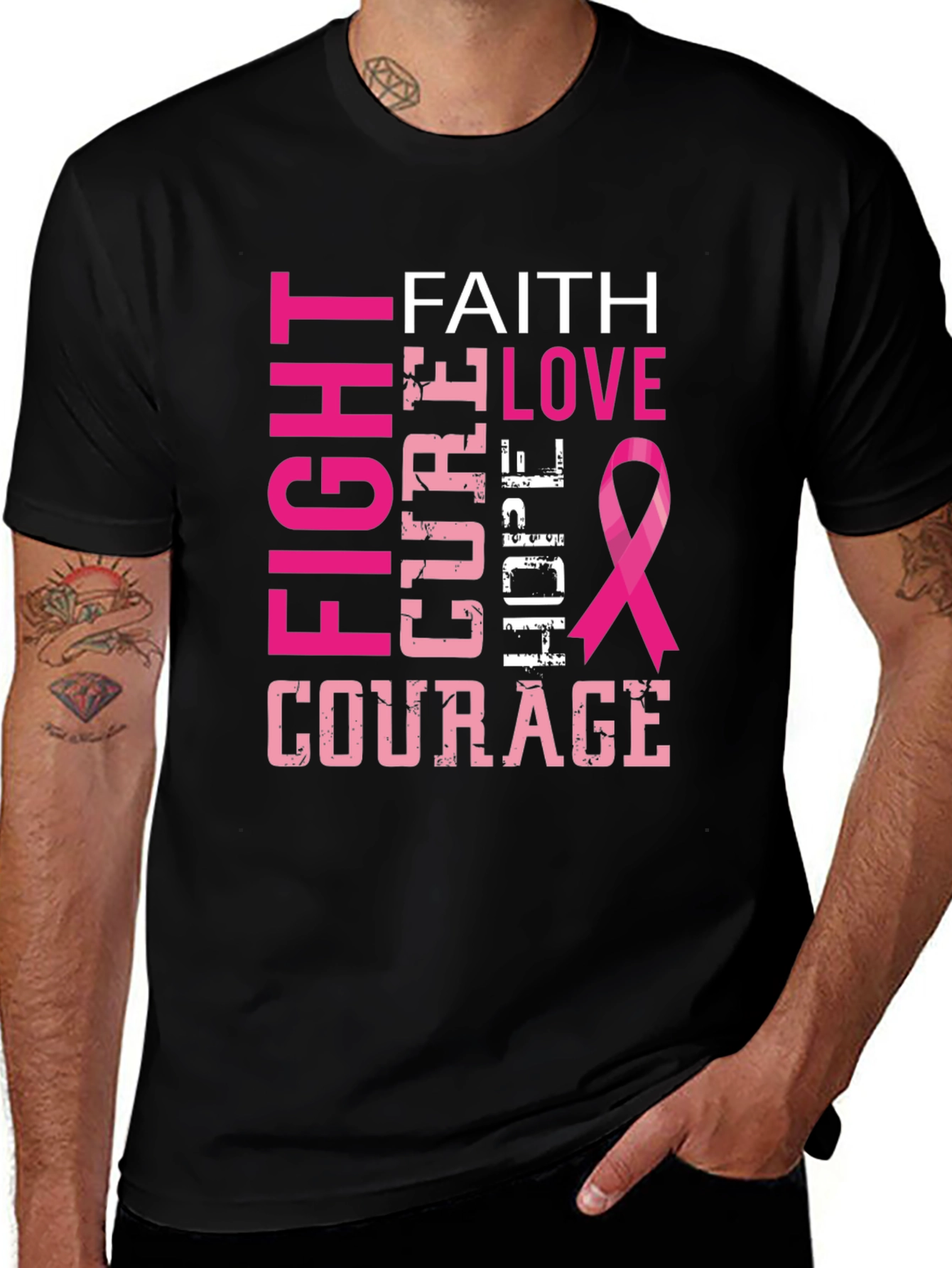 Variant 14 of Faith Love Hope Breast Cancer Awareness T-Shirt