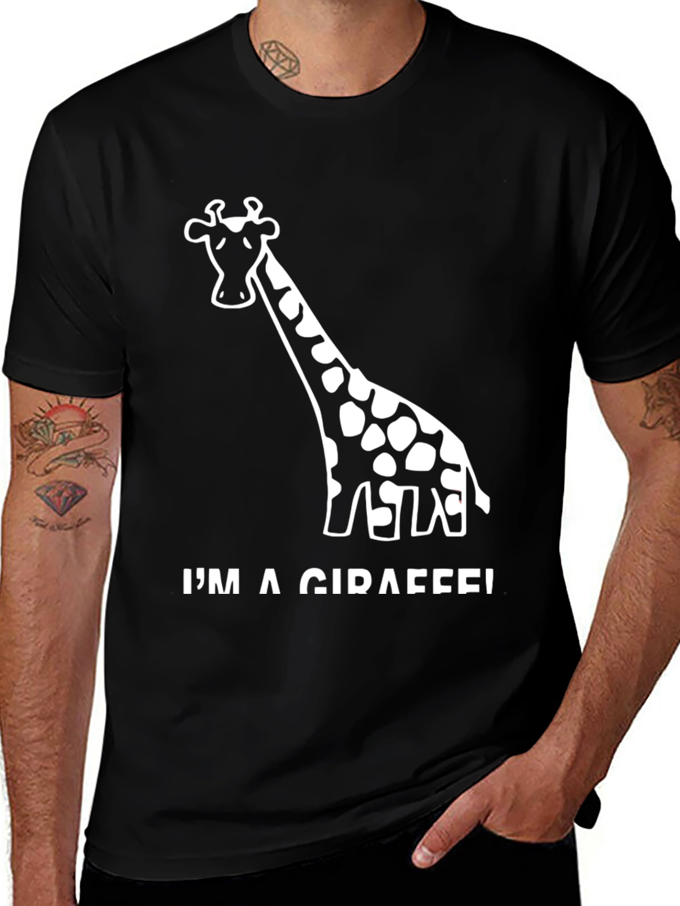 Variant 16 of I'm a Giraffe! Novelty Graphic Black T-Shirt